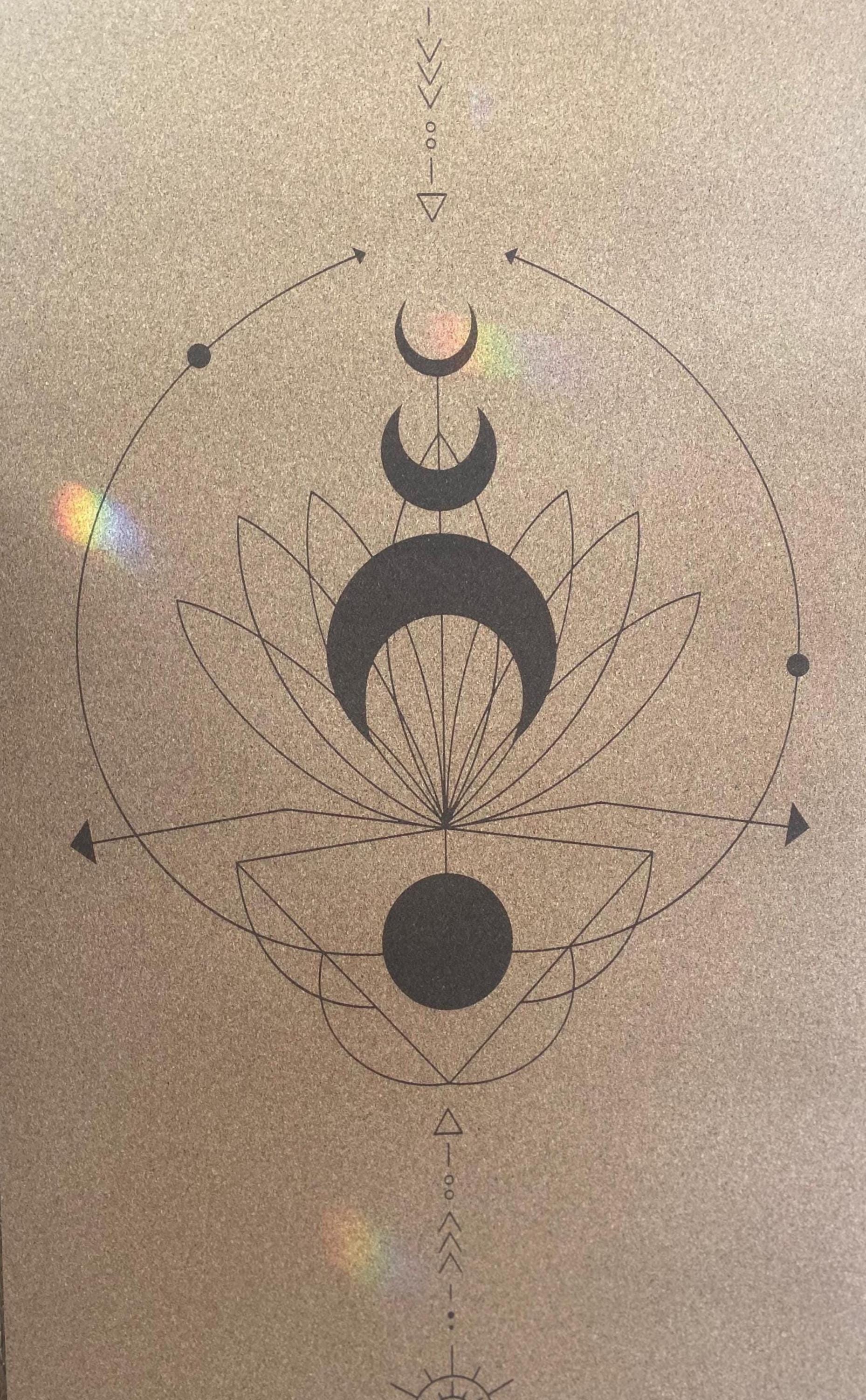 Lunar Bloom Cork Yoga Mat – Laser Engraved Natural Rubber Mat for Ritual & Alignment | Threads of Creation (100 Base Price + shipping)