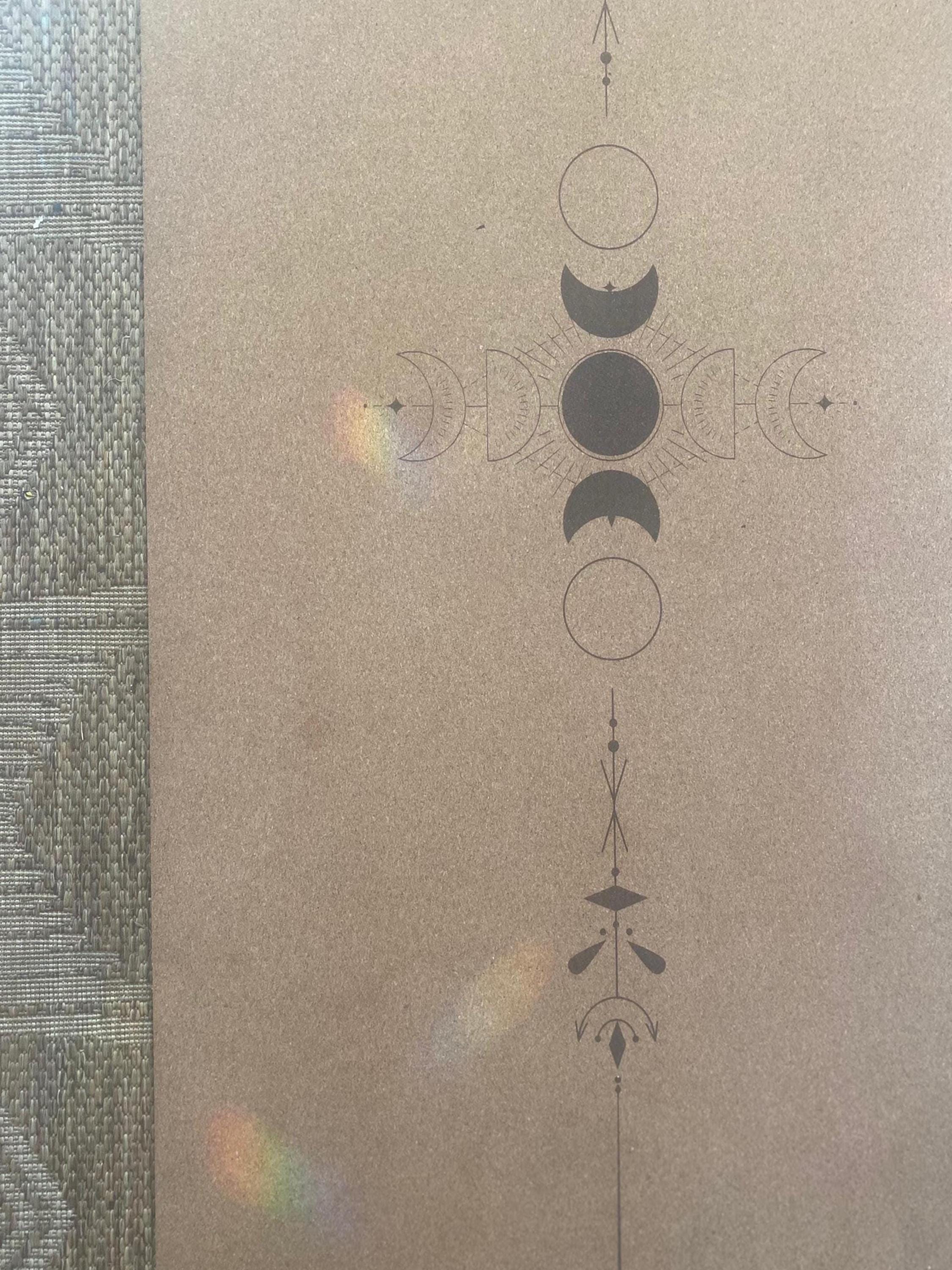 Centered Minimalist Cork Yoga Mat – Laser Engraved Natural Rubber Mat | Ritual & Alignment | Threads of Creation (100 Base Price + Shipping)