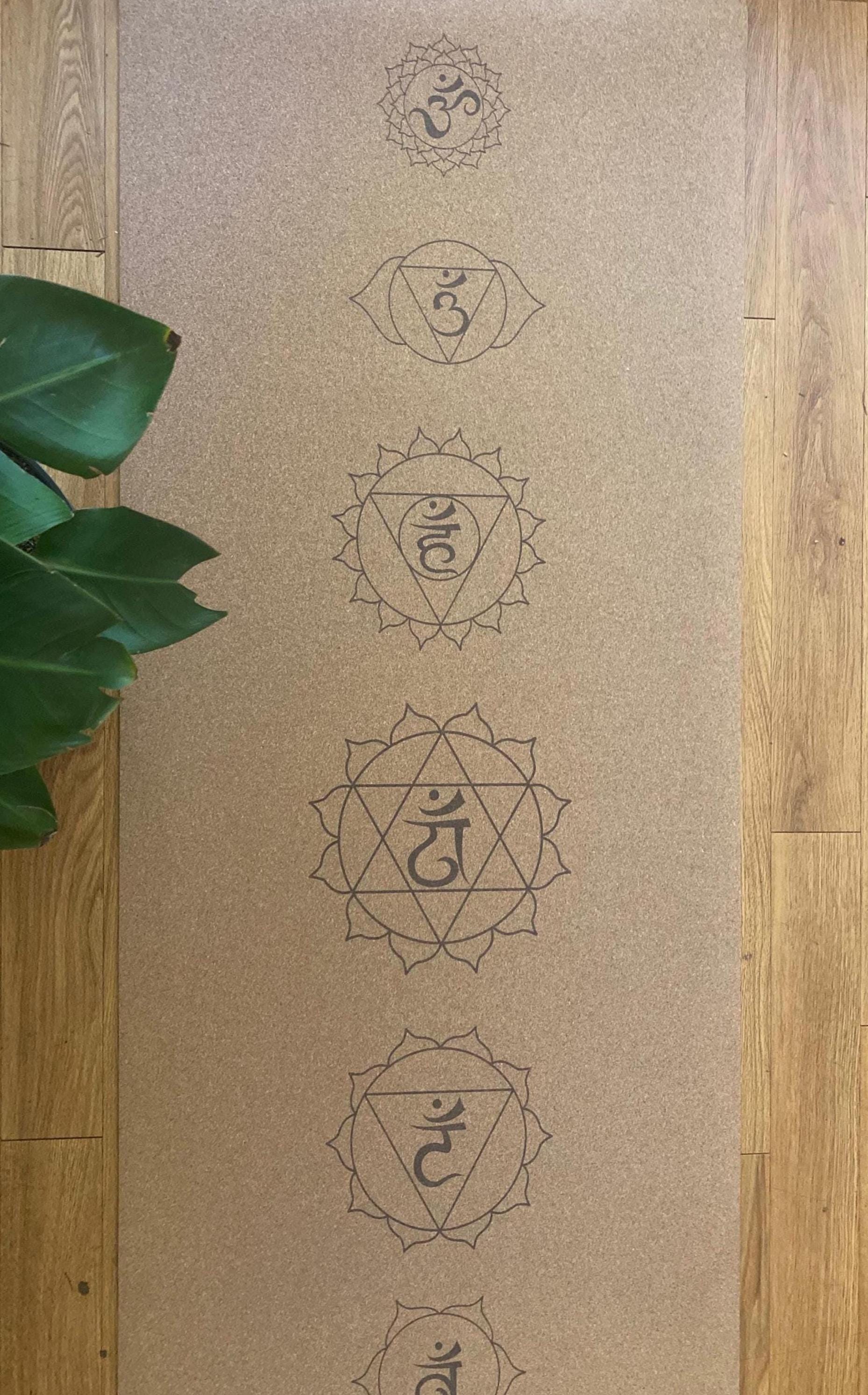 Inner Temple Cork Yoga Mat – Laser Engraved Natural Rubber Mat for Ritual & Alignment | Threads of Creation (100 Base Price + Shipping)