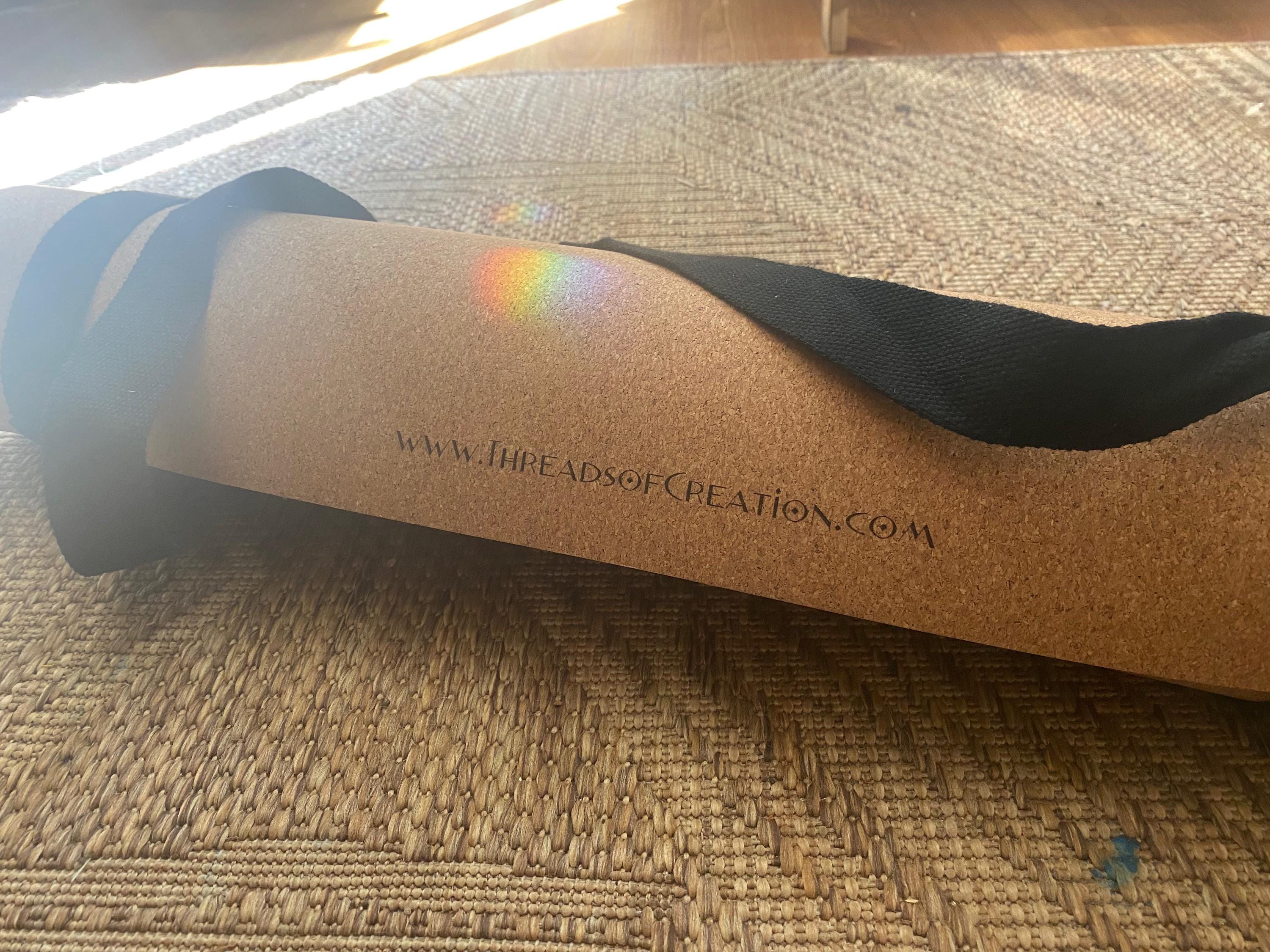 Dragonfly Cork Yoga Mat – Laser Engraved Natural Rubber Mat for Ritual & Alignment | Threads of Creation (100 Base Price + shipping)