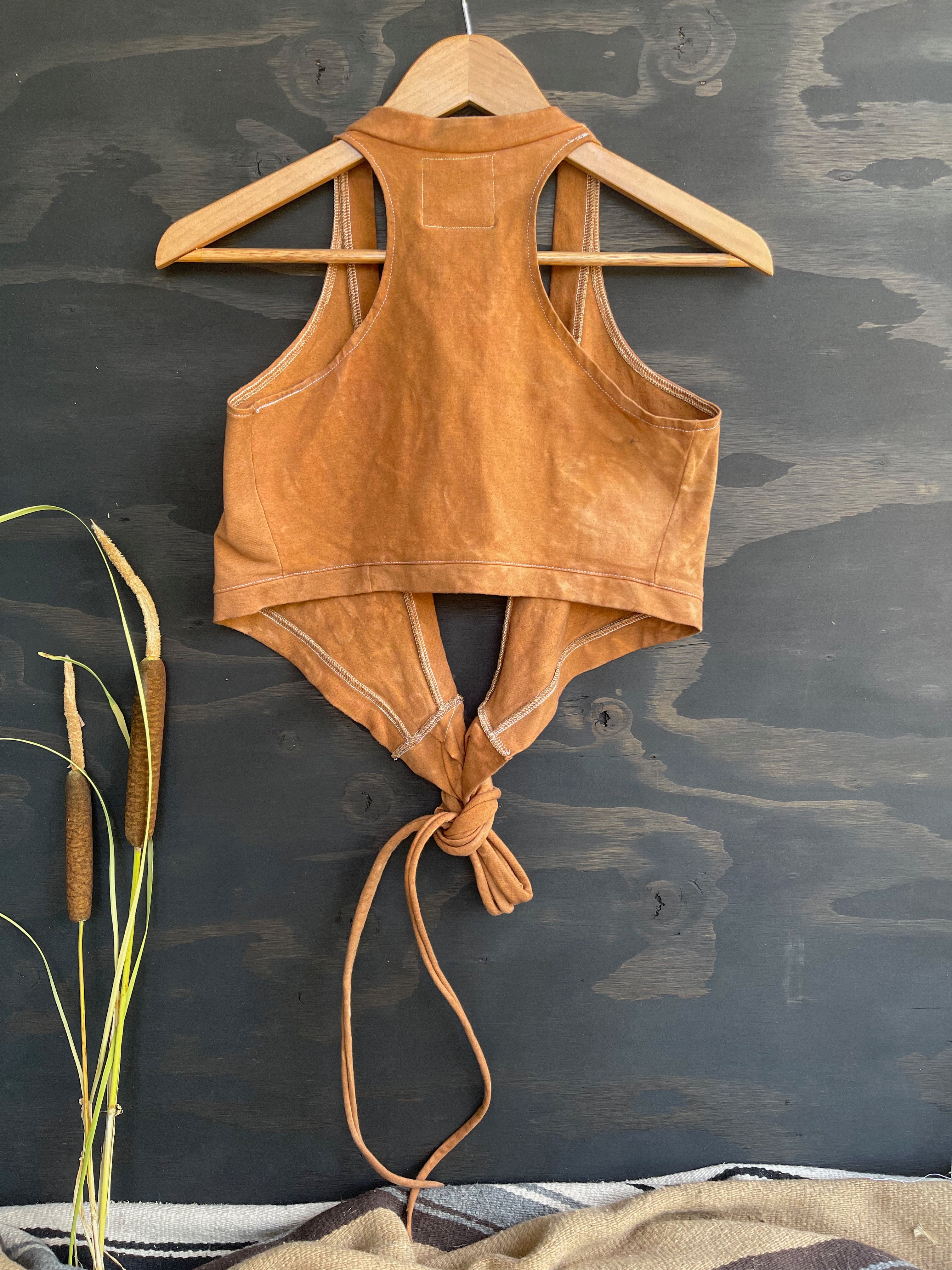 Wrap Top Sleeveless - Organic Hemp Stretch Jersey - Bronze MTO
