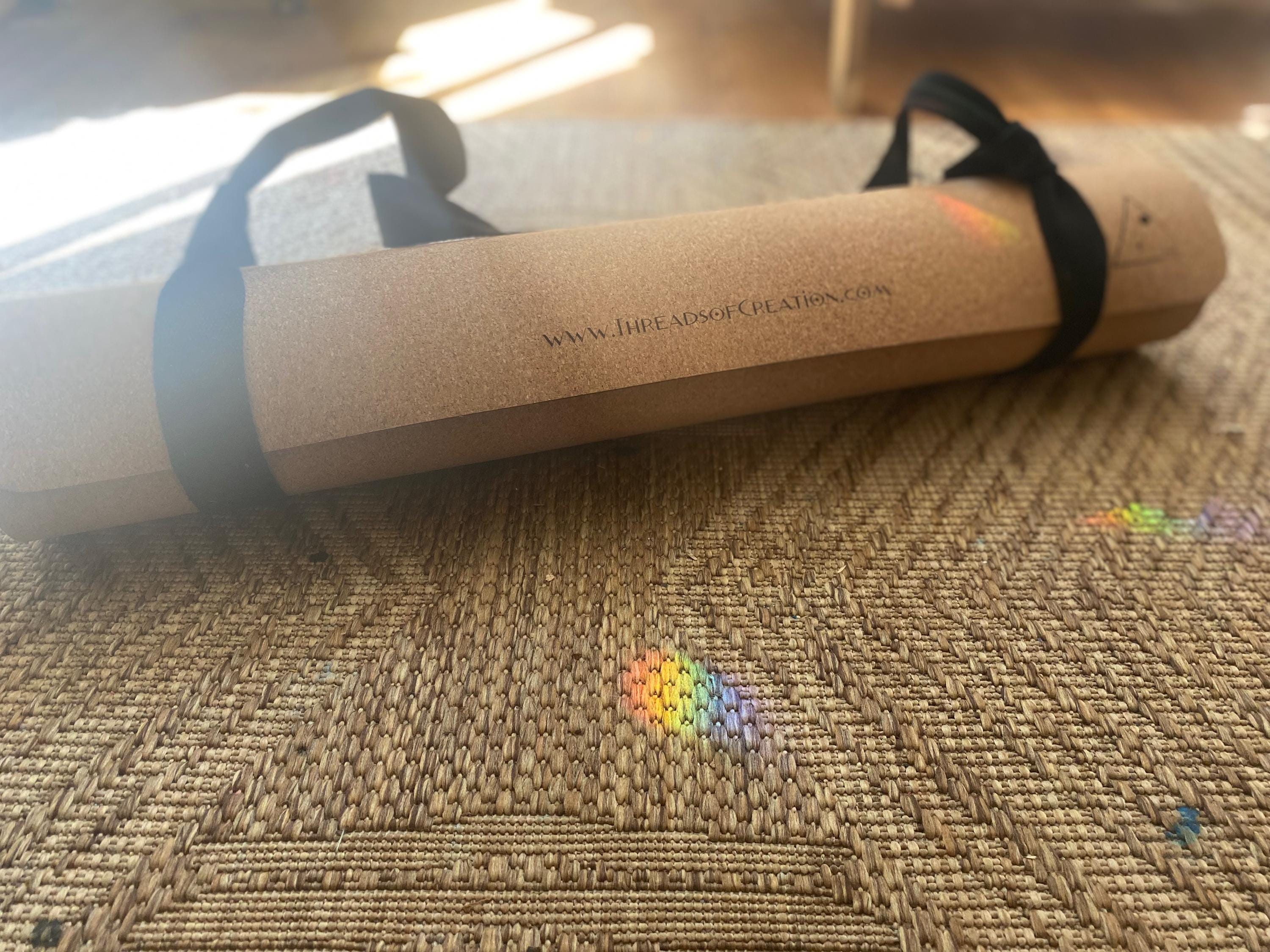 Rooted in Lunar Echoes Cork Yoga Mat – Laser Engraved Natural Rubber Mat | Ritual Alignment | Threads of Creation(100 Base Price + Shipping)