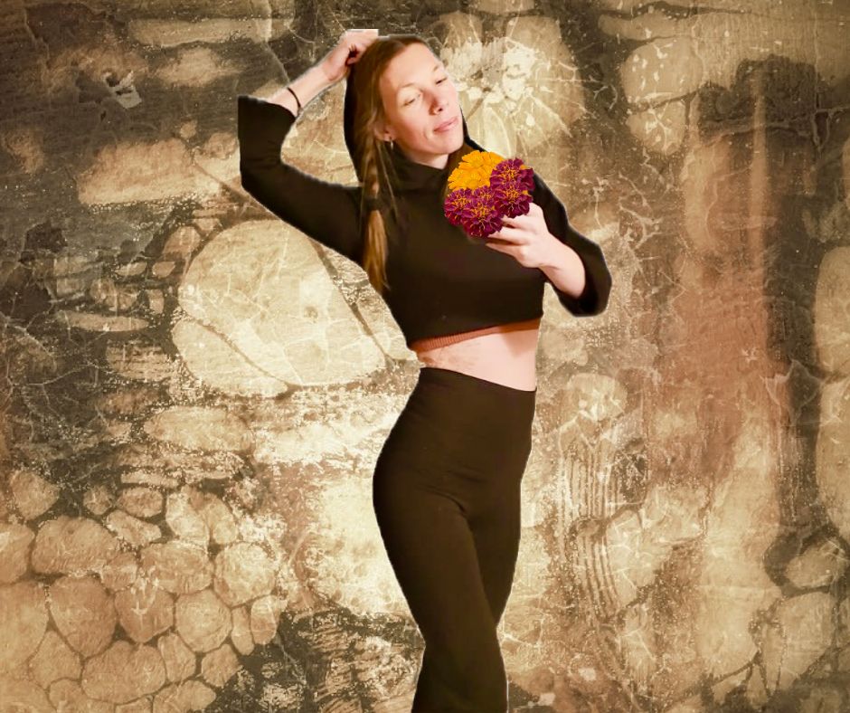 black hoodie and black leggings with flowers