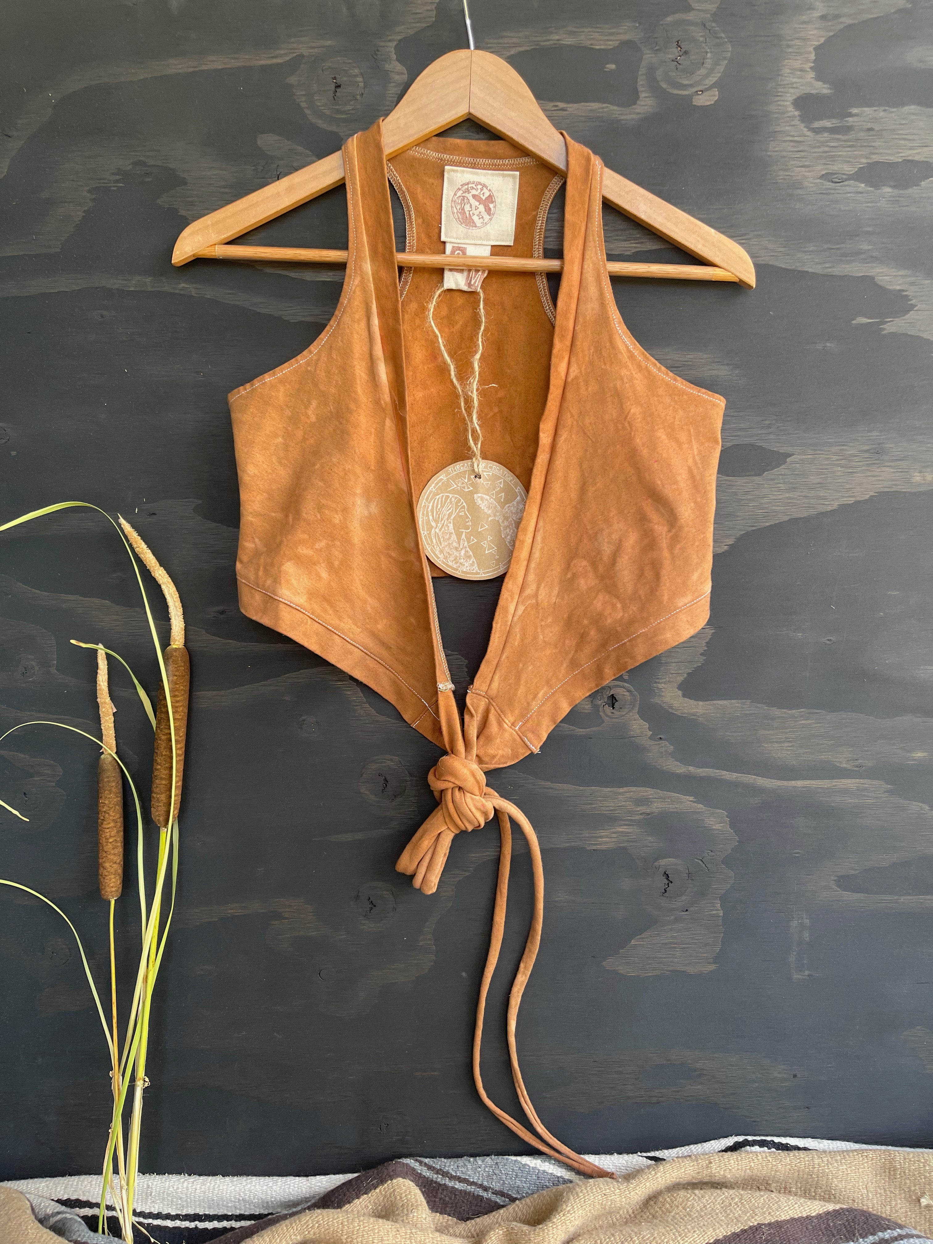 Wrap Top Sleeveless - Organic Hemp Stretch Jersey - Bronze MTO