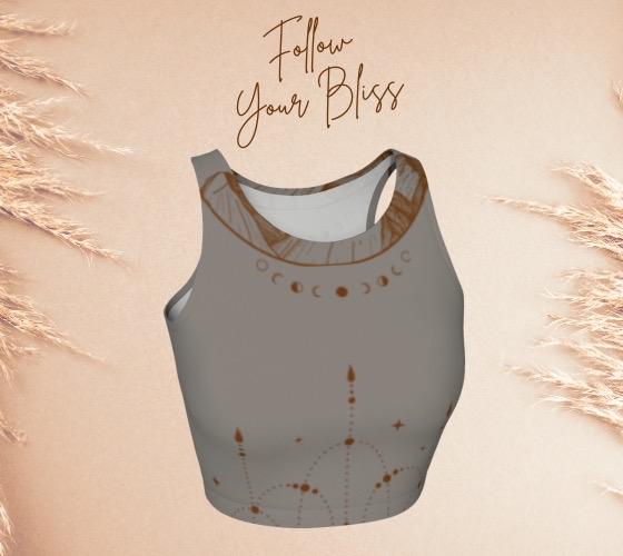 Moon Mountain Yoga and Movement Tank Top - made entirely from recycled plastic bottle fabric in heather grey and cacao brown