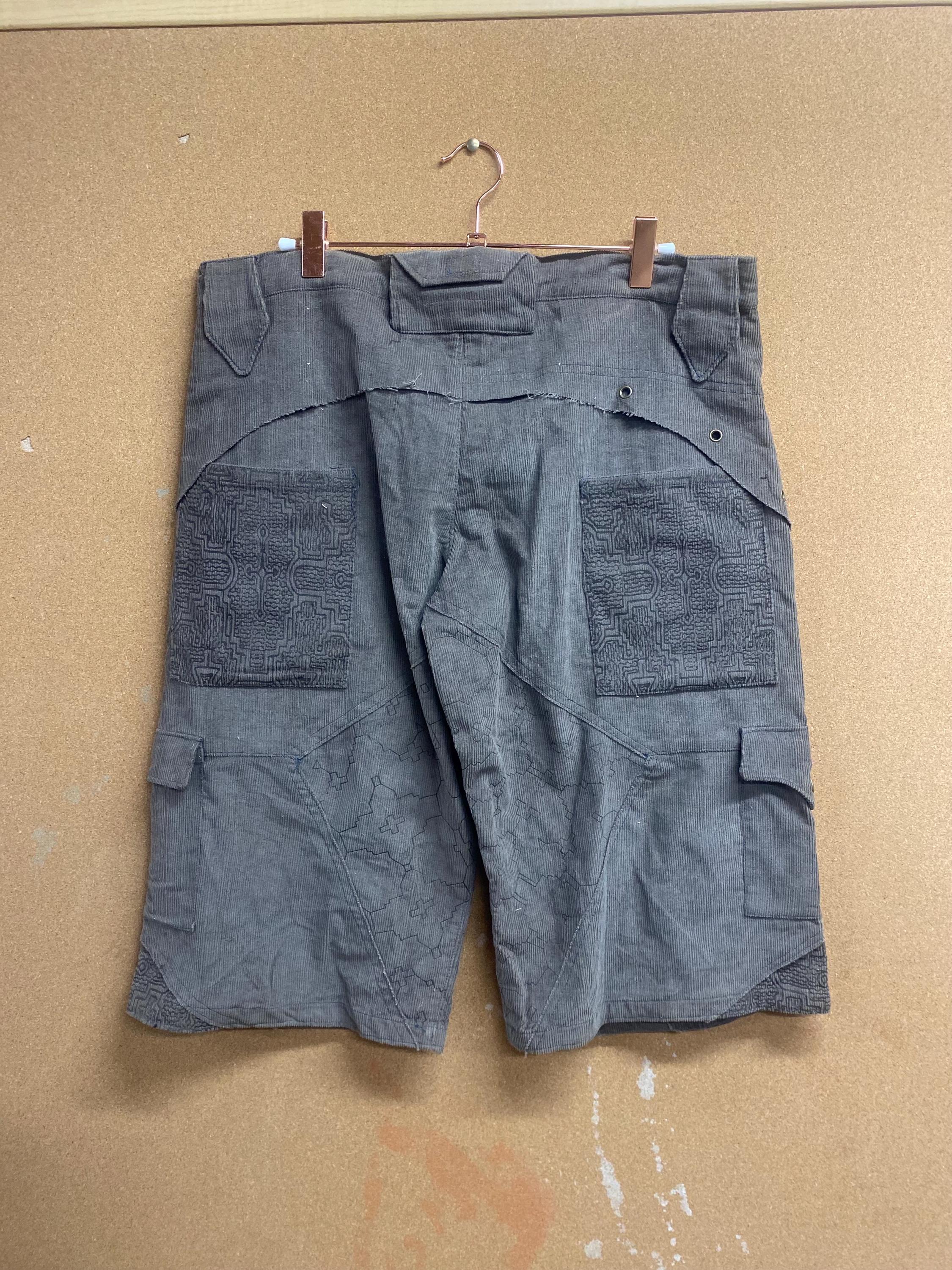 Mens Shipibo Corduroy Shorts in Grey Size L OOAK