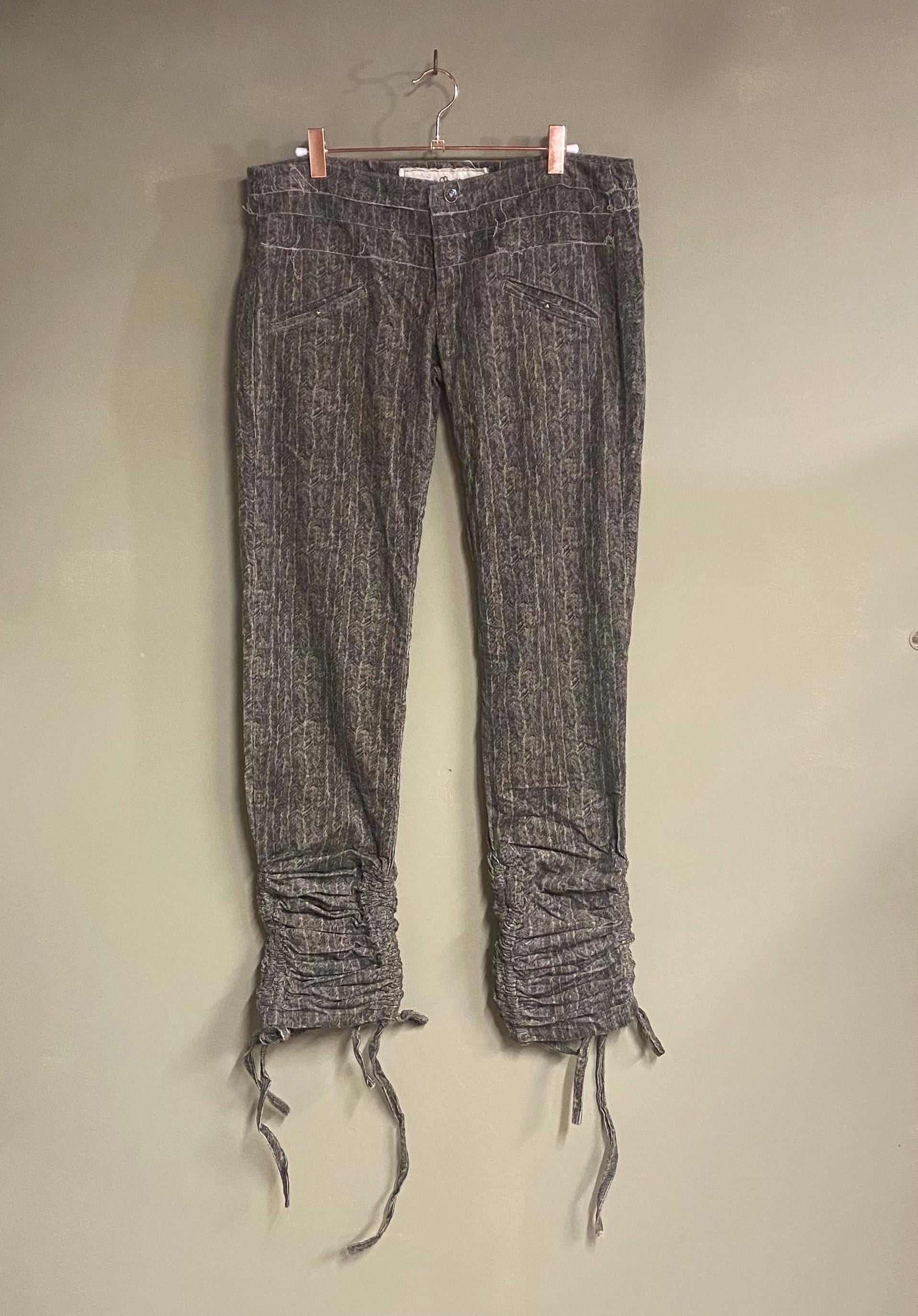 Threads of Creation Herringbone Corduroy Pants | Ruched Skinny Pants | Low Rise Boho Trousers with Guatemalan Textile Accent