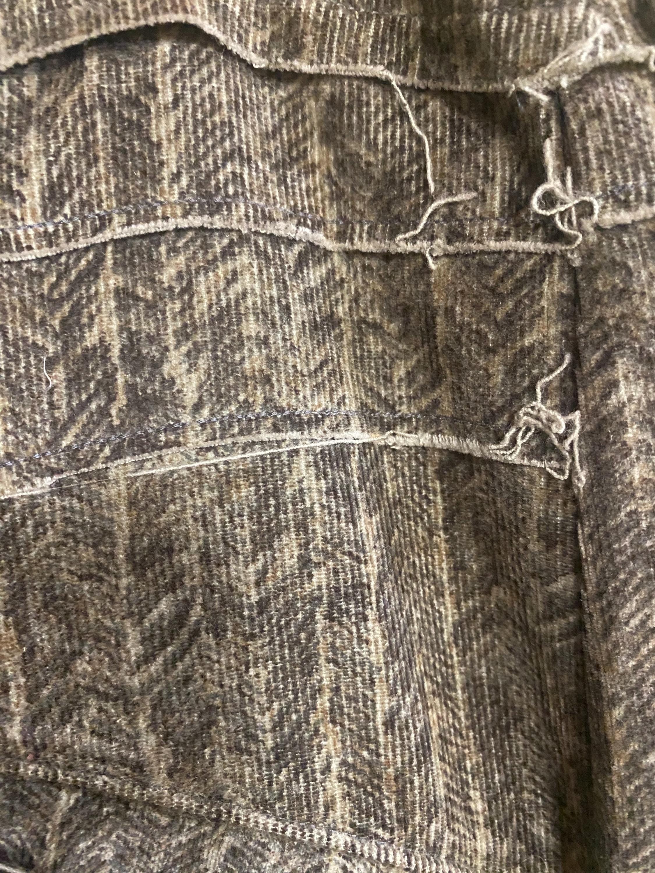 Threads of Creation Herringbone Corduroy Pants | Ruched Skinny Pants | Low Rise Boho Trousers with Guatemalan Textile Accent