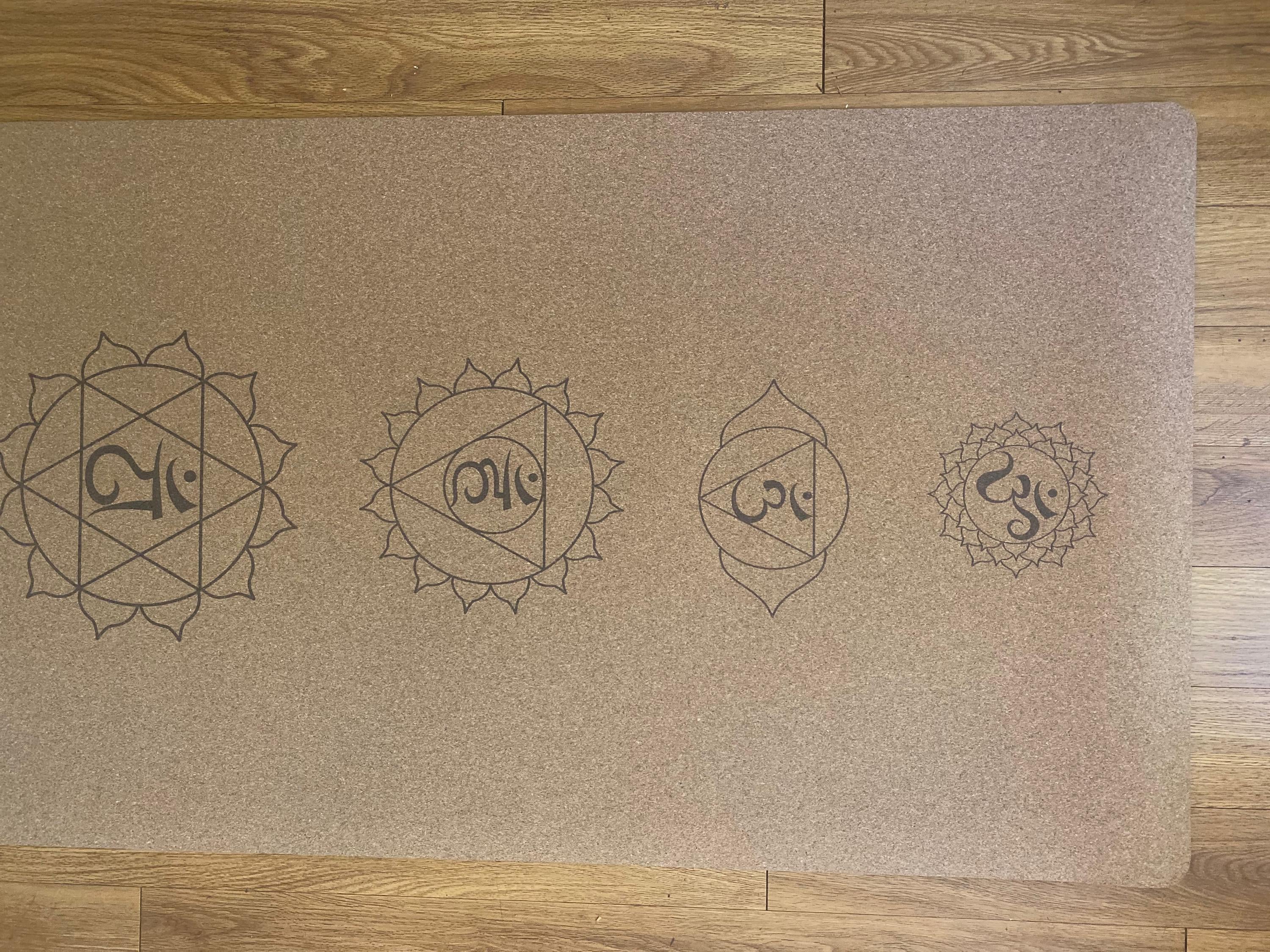 Inner Temple Cork Yoga Mat – Laser Engraved Natural Rubber Mat for Ritual & Alignment | Threads of Creation (100 Base Price + Shipping)