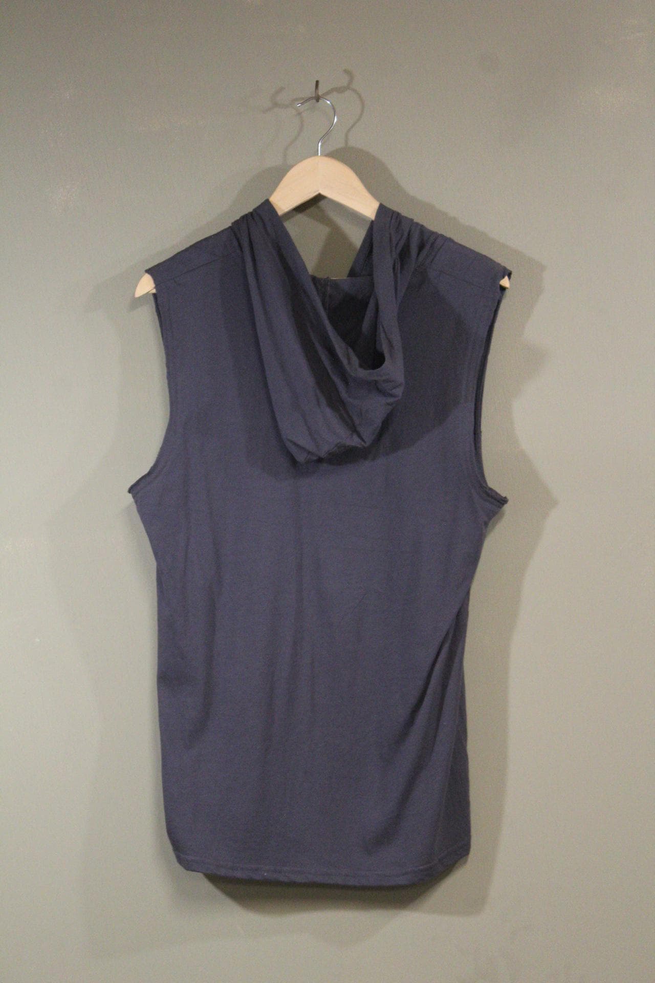 Mens Hooded Tank Top in Light Charcoal Blue with Harpy Eagle DTF printed | 100% Cotton Upcycled Sustainable