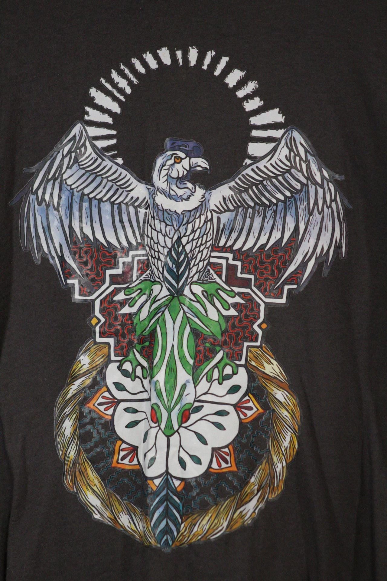 Mens Tank Top in Black with colorful Eagle DTF printed | 100% cotton upcycled fabric sustainable
