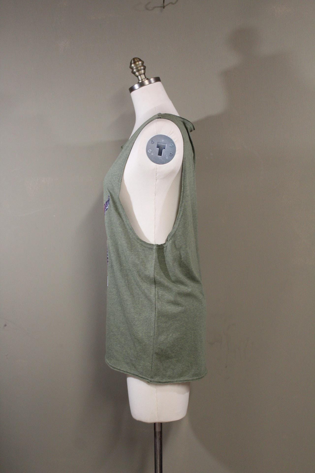 Mens Tank Top in Green with Hummingbird Sacred Geometry Screenprint 100% Cotton Sustainable