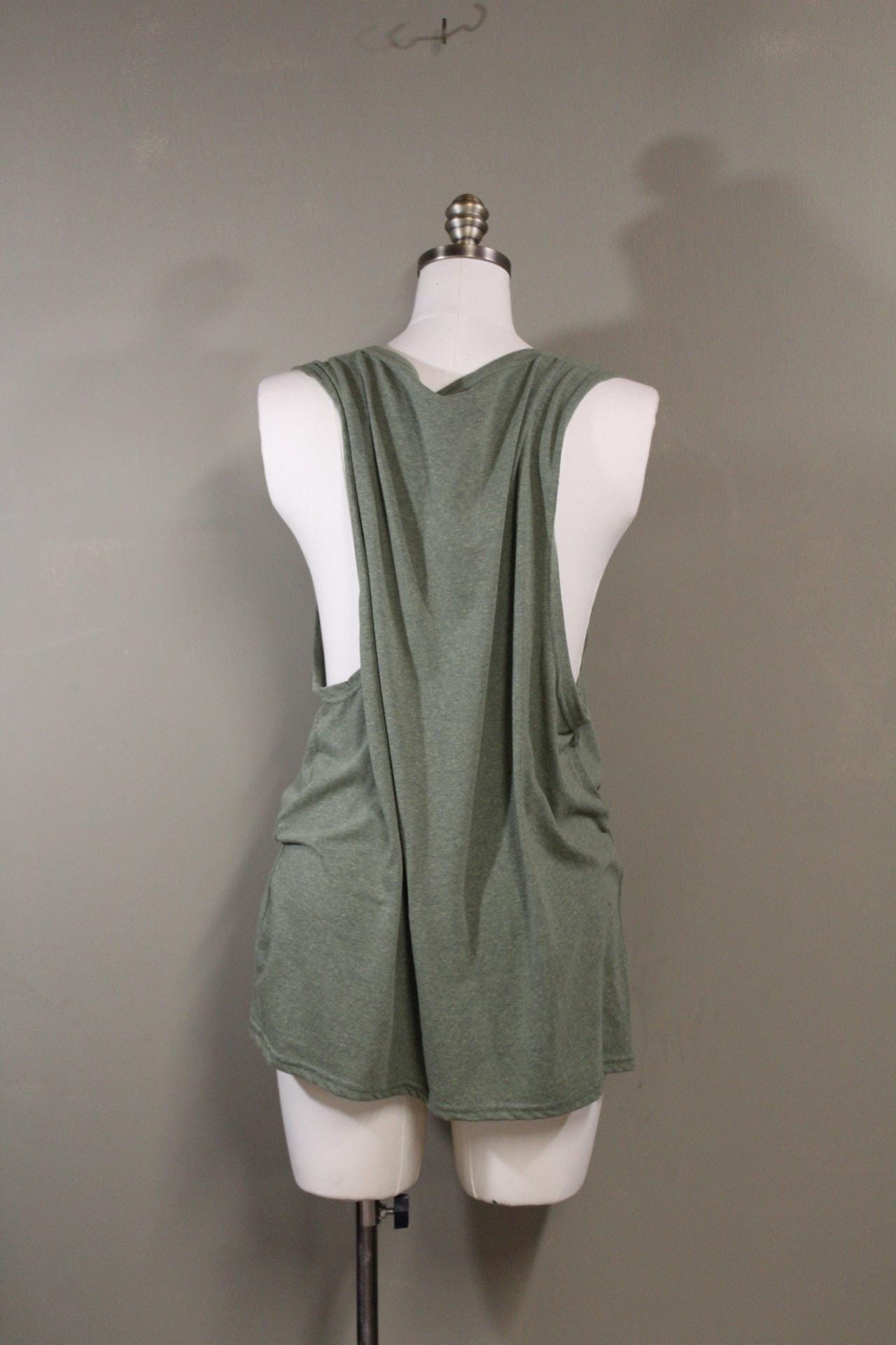 Mens Tank Top in Green with Colored Sacred Serpent Screenprint 100% Cotton Sustainable