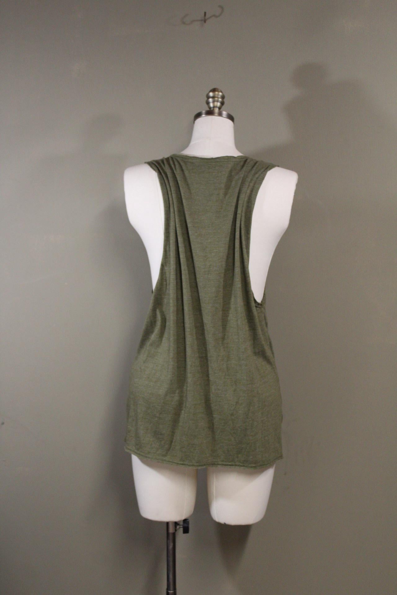 Mens Tank Top in Green with Shipibo Jaguar Screenprint 100% Cotton