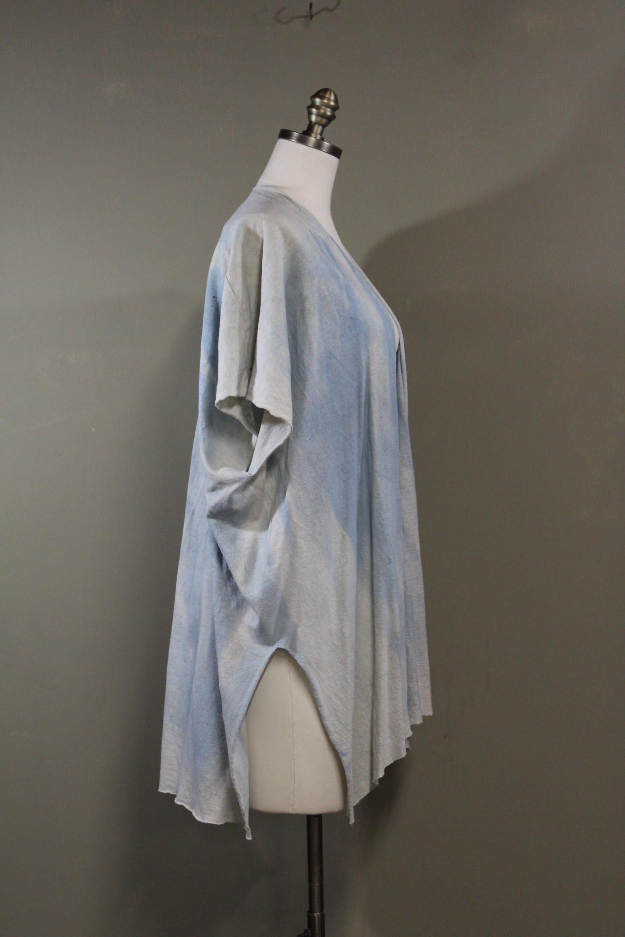 100% Hemp Cotton Kimono in Indigo Tides | Handmade and Dyed Sustainable Natural Fabric