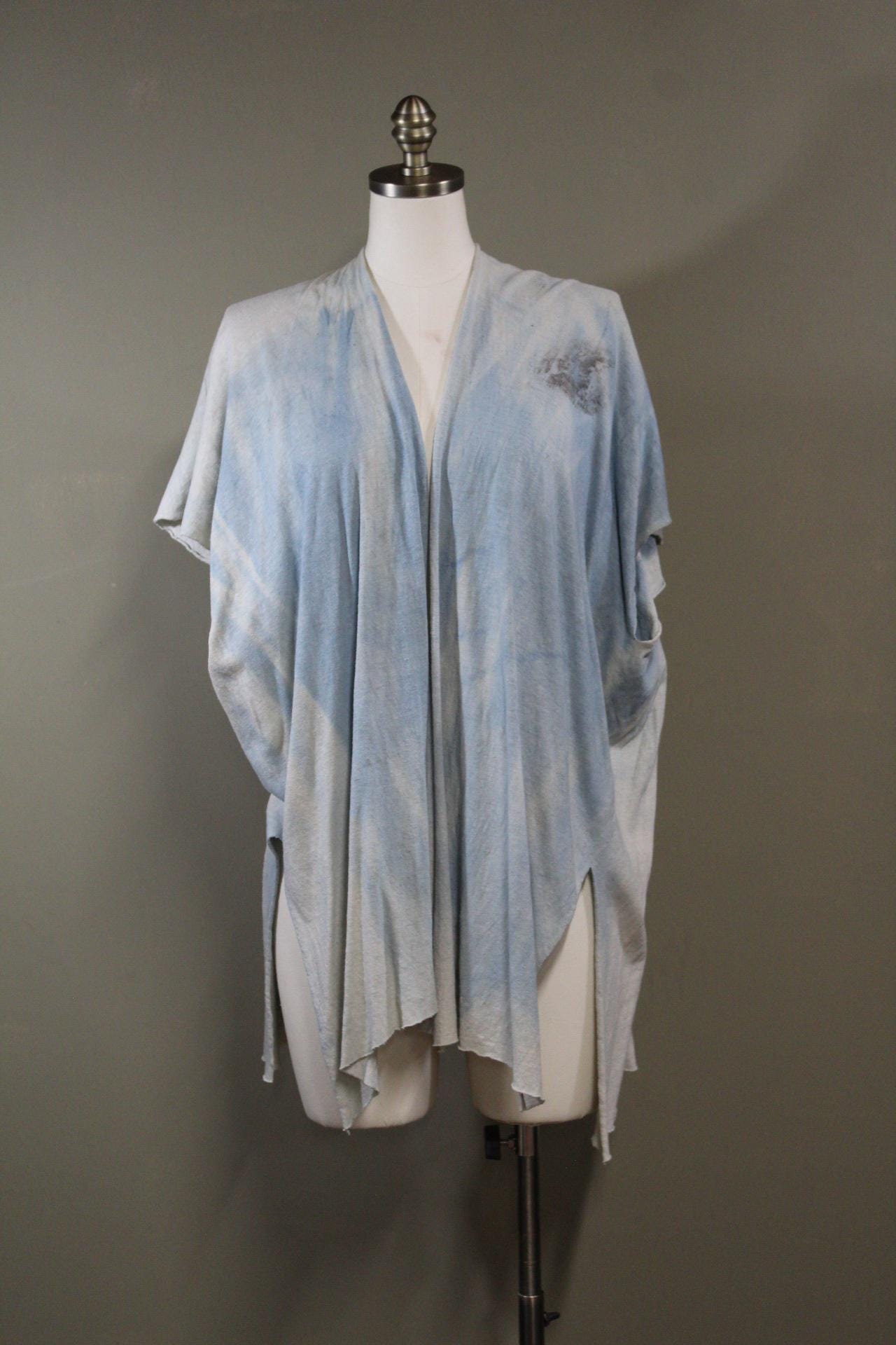 100% Hemp Cotton Kimono in Indigo Tides | Handmade and Dyed Sustainable Natural Fabric