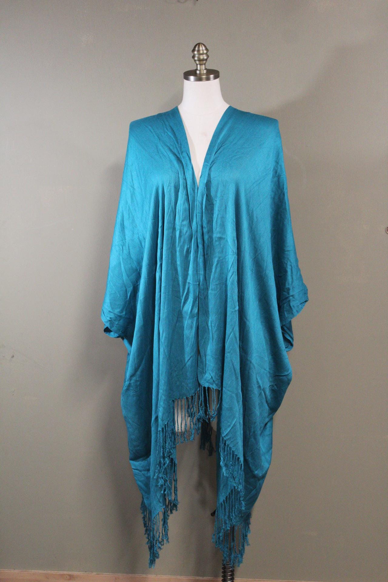 100% Cotton Kimono Wrap in Turquoise with Stag Screenprint | Sustainable
