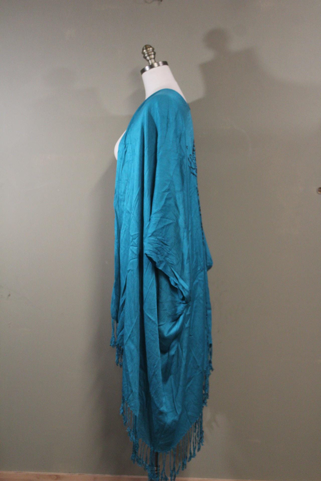 100% Cotton Kimono Wrap in Turquoise with Stag Screenprint | Sustainable