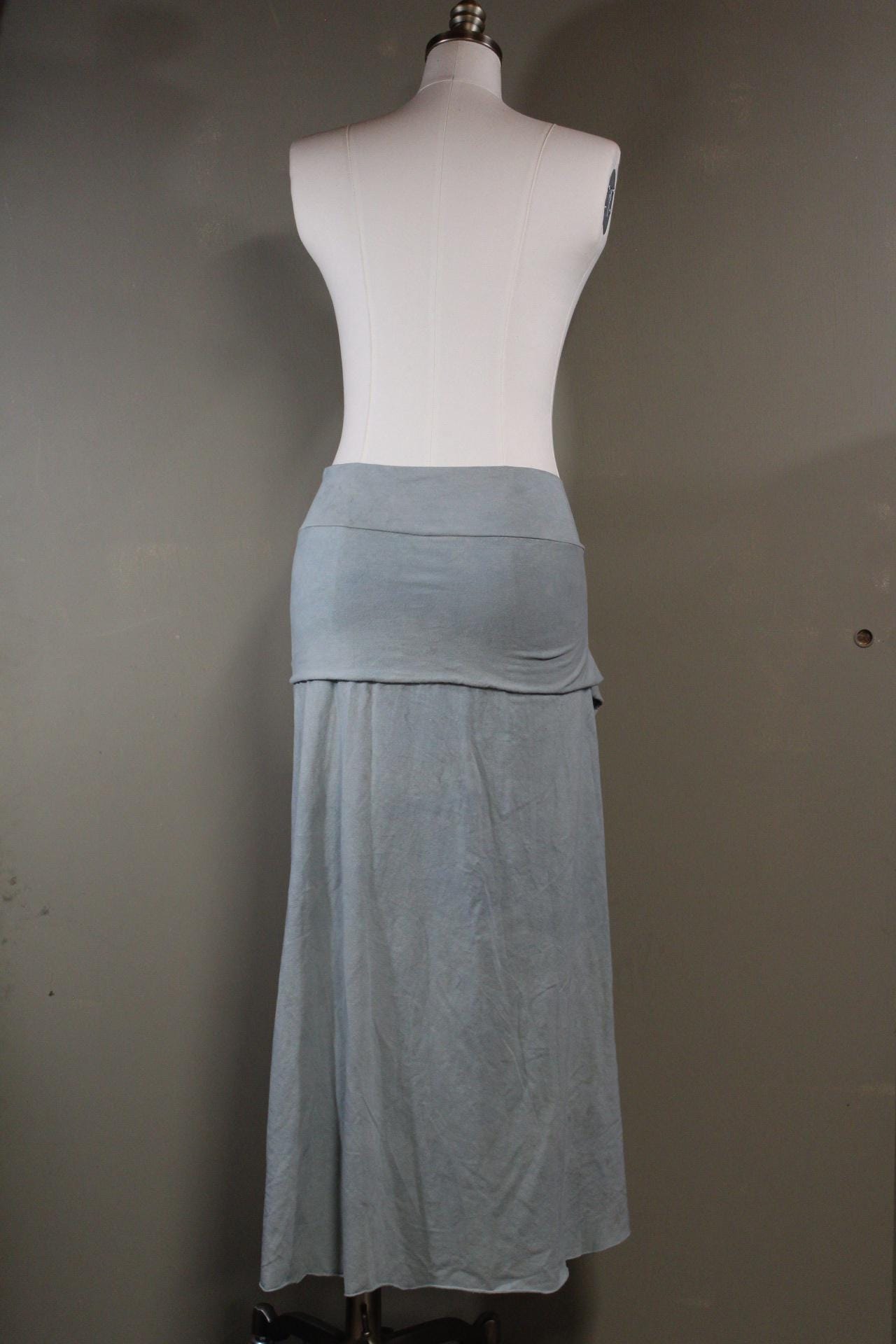 Serenity Skirt from Hemp Cotton Jersey in Sage Mist | Sustainable Handmade Hand dyed