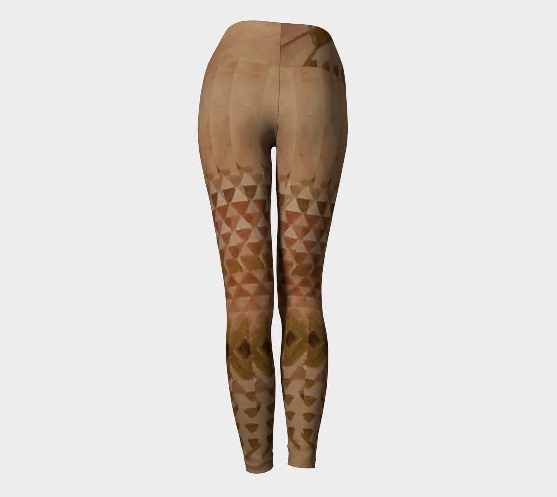 peace pipe yoga legging back  - shades of pink and triangles