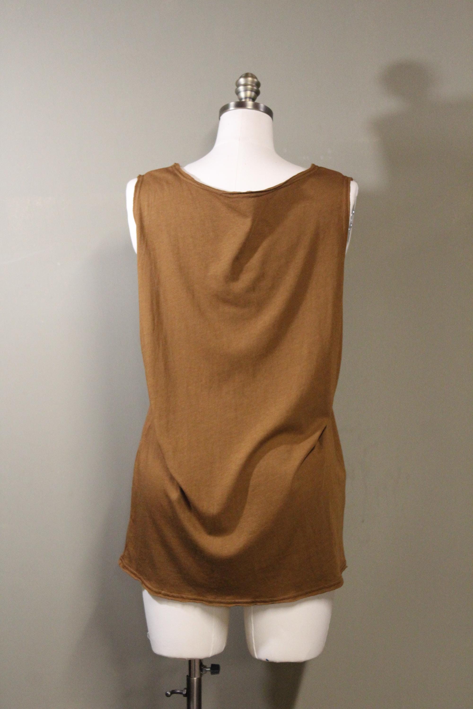 Mens Tank Top in Copper with Leopard Spirit Screenprint 100% Cotton Sustainable