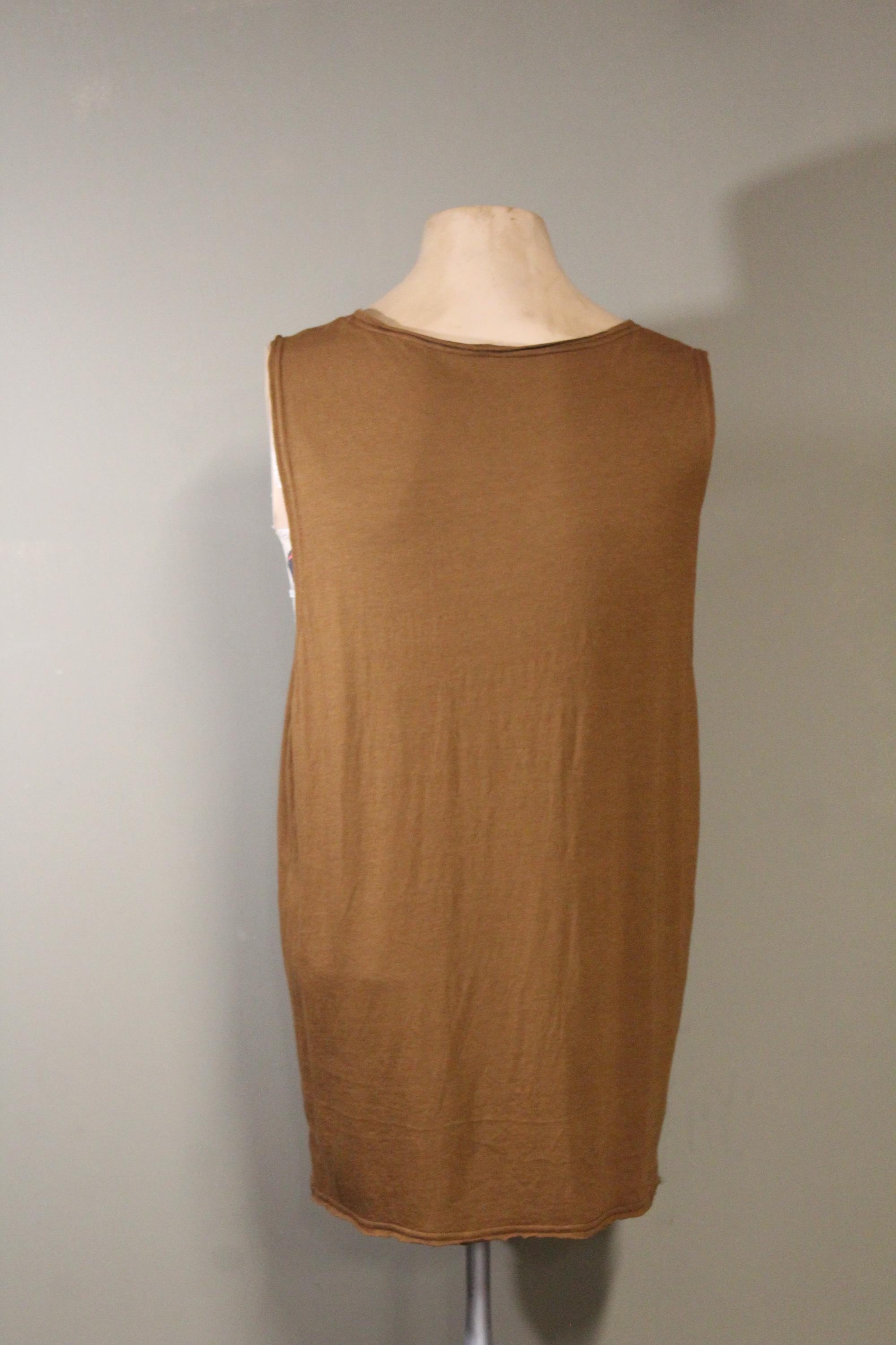 Mens Tank Top in Copper with Shipibo Jaguar Face Screenprint 100% Cotton Sustainable