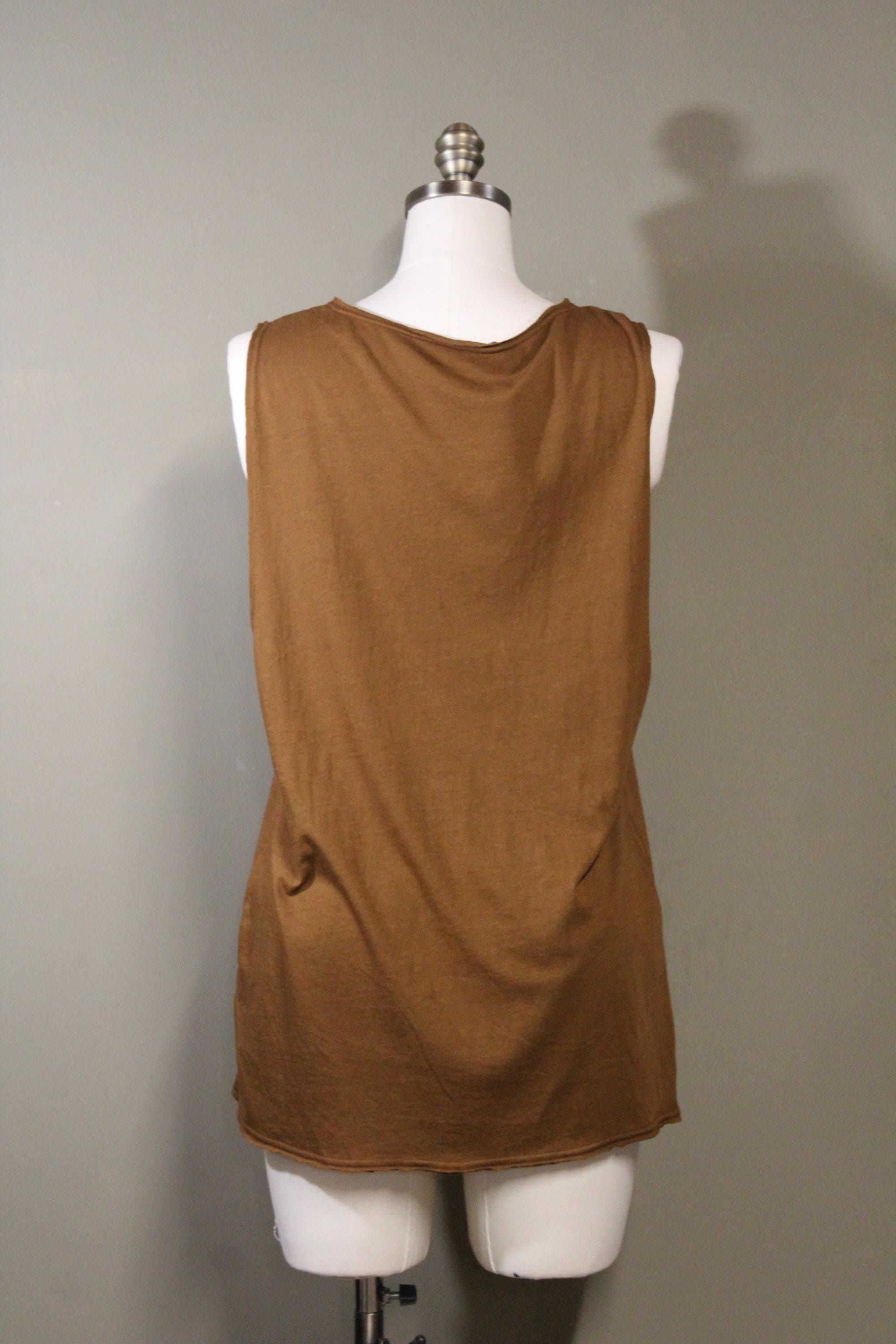 Mens Tank Top in Copper with Shipibo Jaguar Face Screenprint 100% Cotton Sustainable