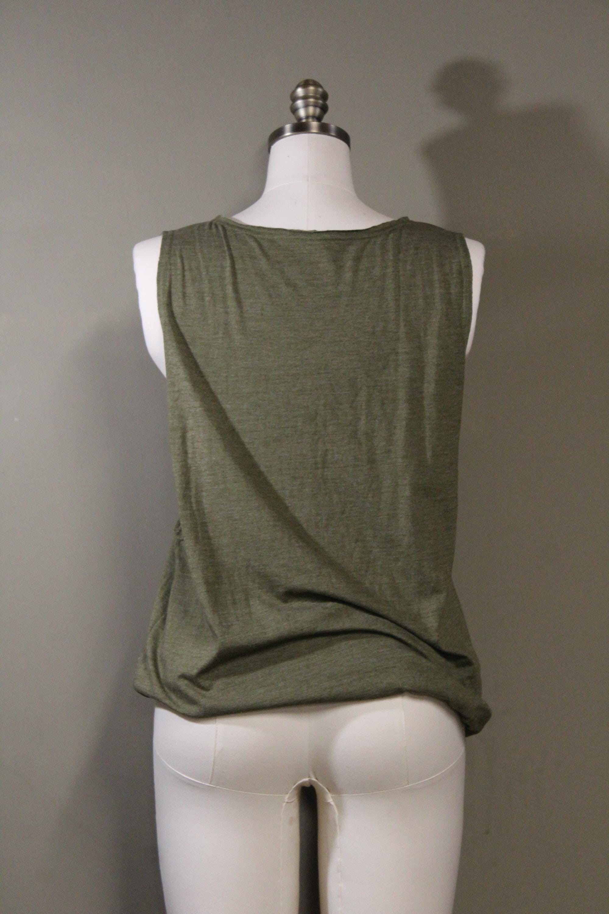 Mens Tank Top in Green with Shipibo Jaguar Screenprint 100% Cotton