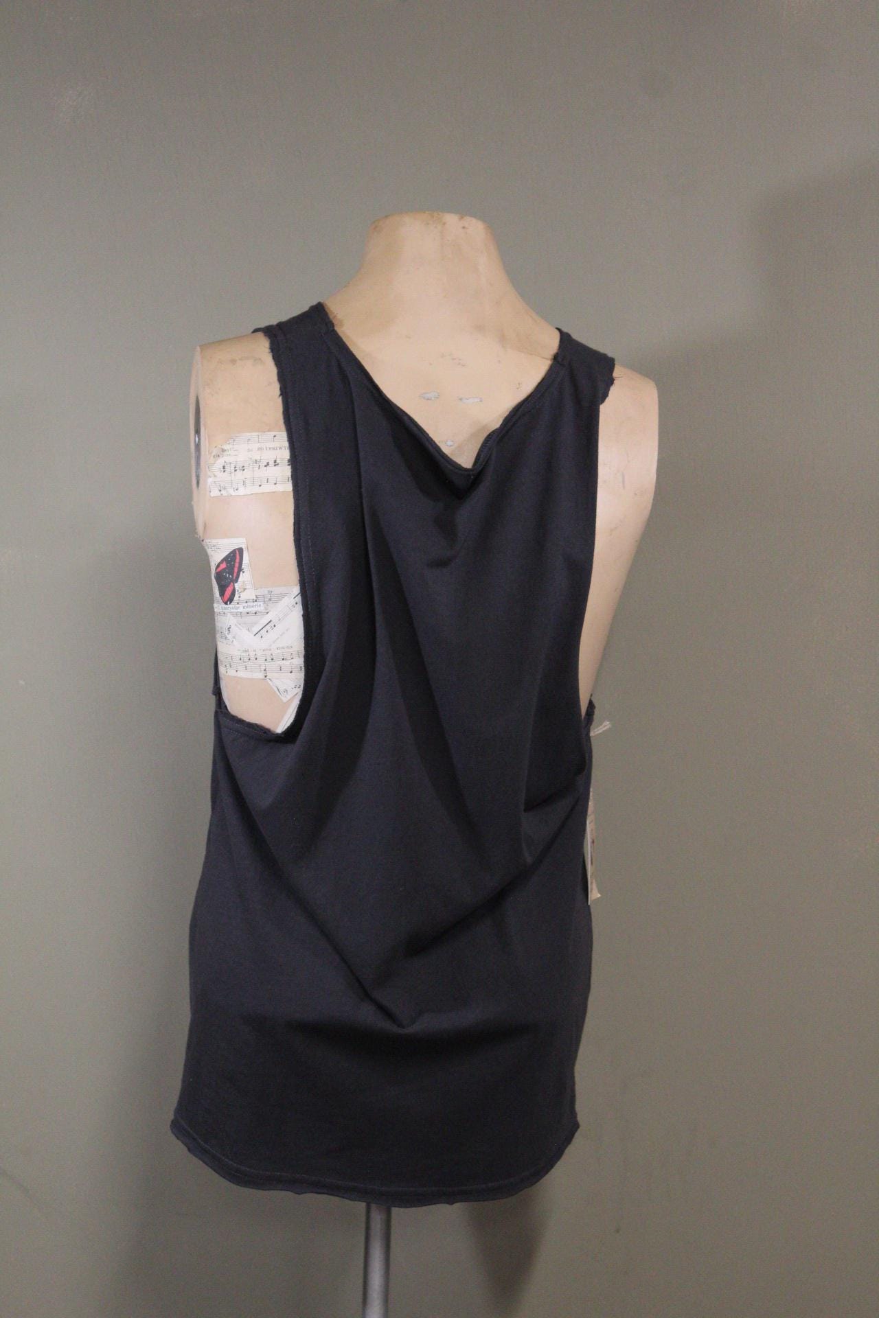 Mens Tank Top in Black with colorful Eagle DTF printed | 100% cotton upcycled fabric sustainable