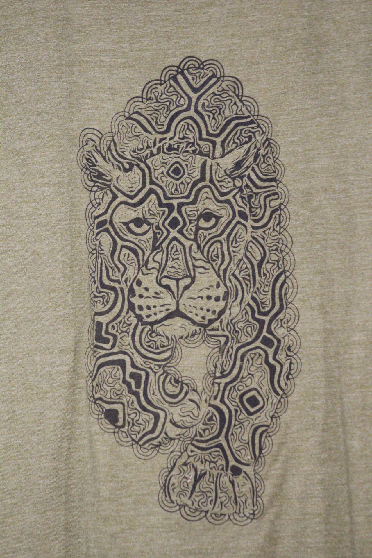 Mens Tank Top in Green with Psychedelic Jaguar Screenprint 100% Cotton Sustainable