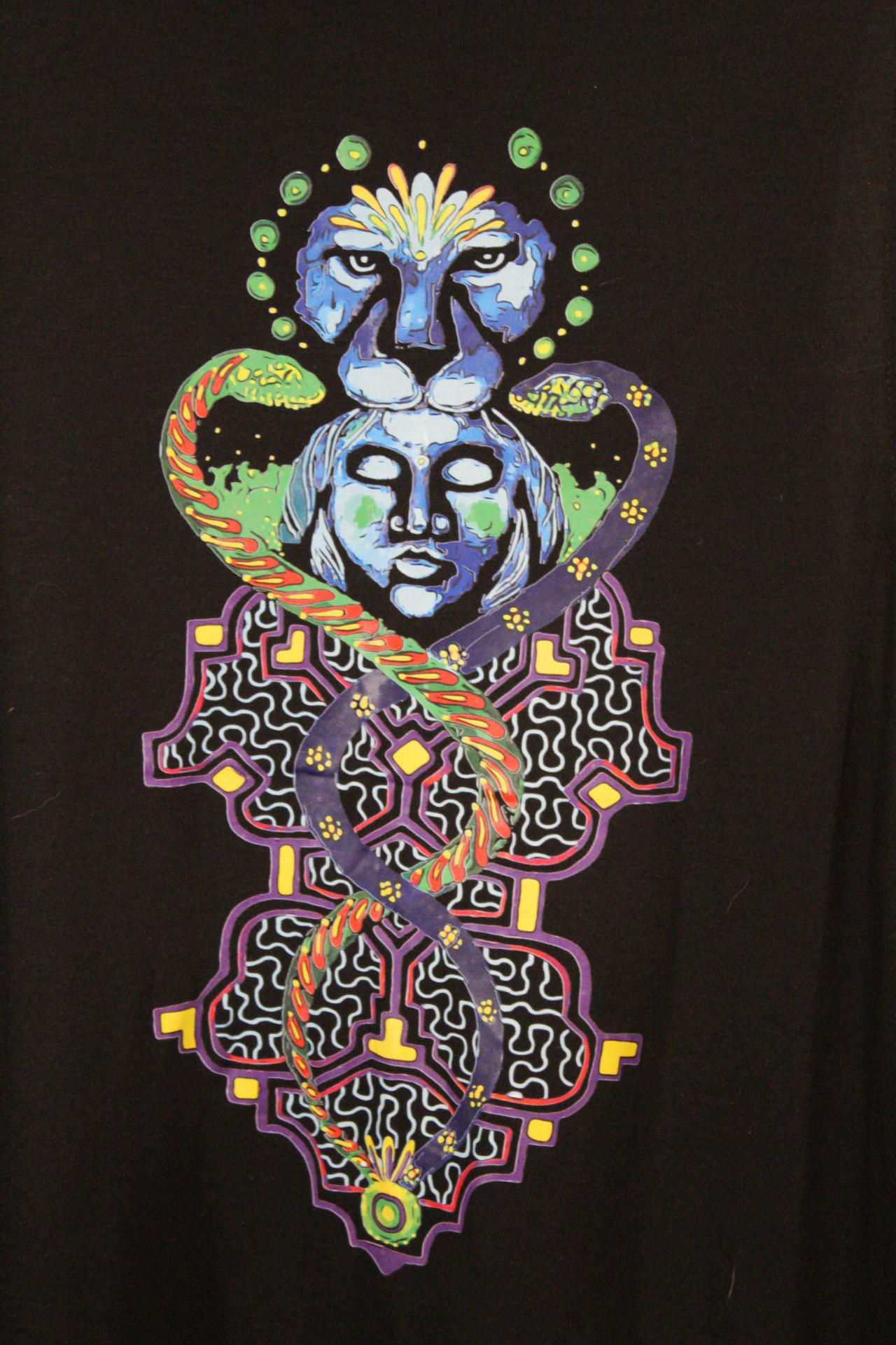 Mens Tank Top in Black with Jaguar Snake Goddess Shirt 100% Cotton Sustainable