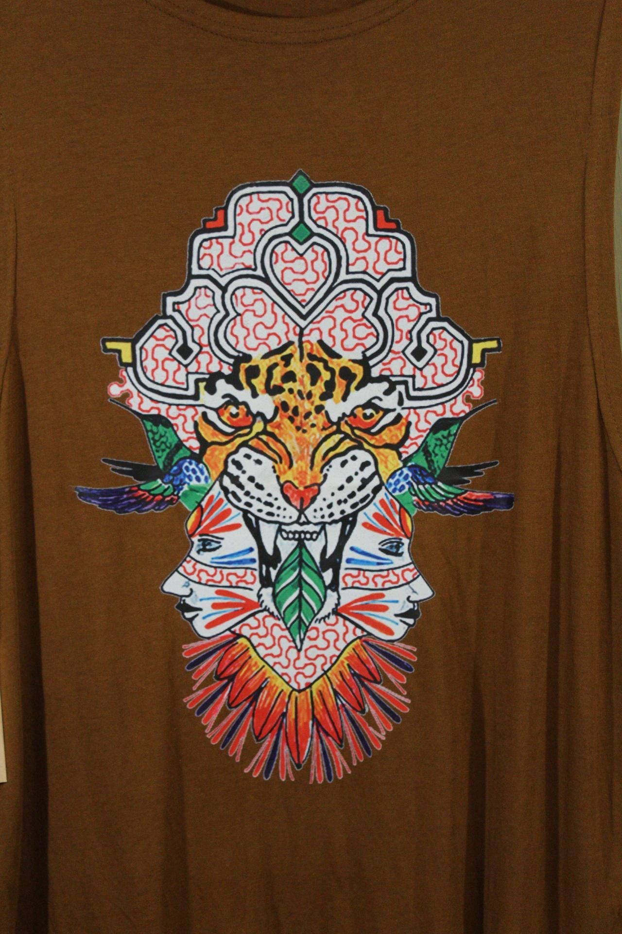 Mens Tank Top in Copper with Leopard Spirit Screenprint 100% Cotton Sustainable