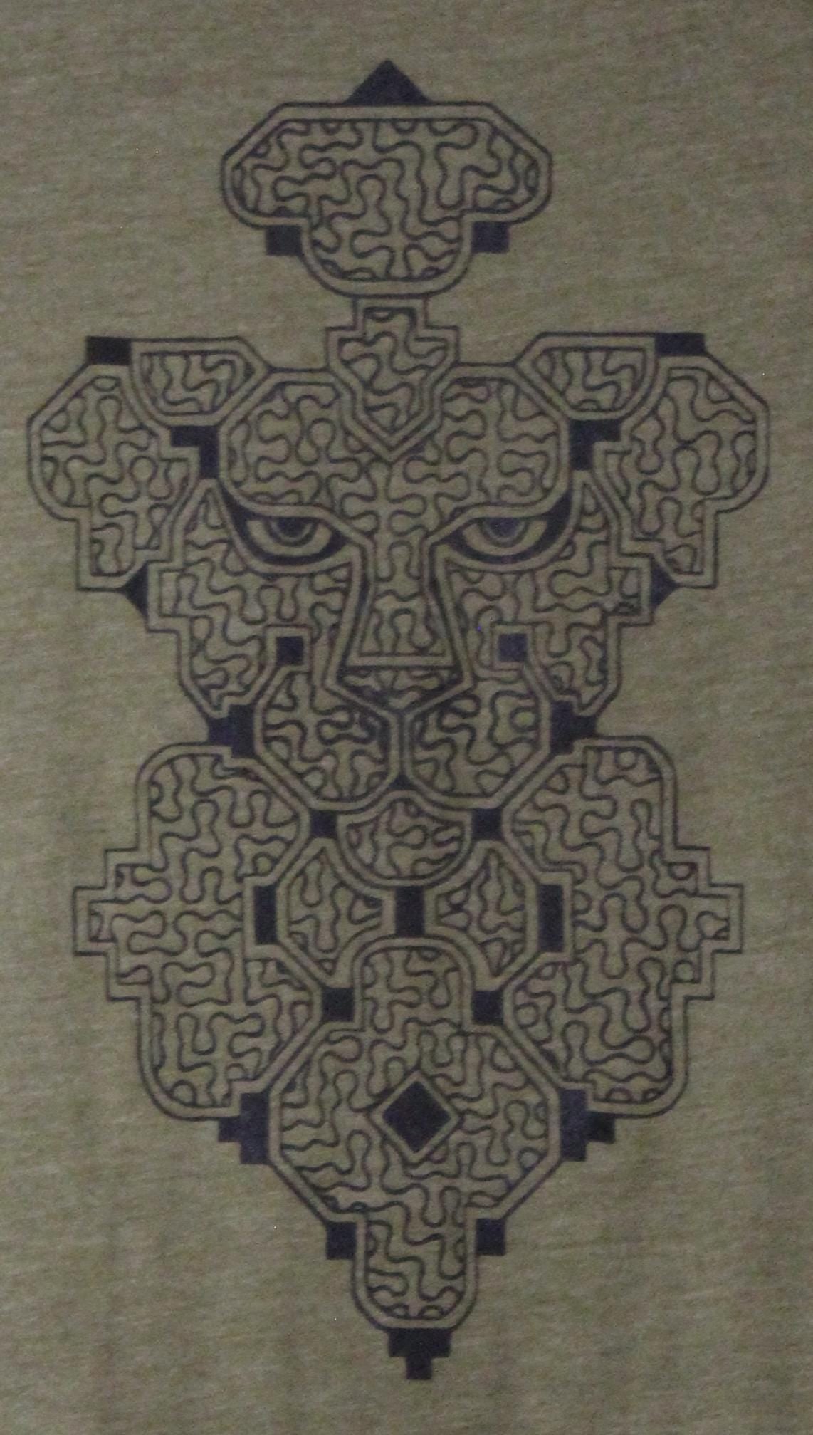 Mens Tank Top in Green with Shipibo Jaguar Screenprint 100% Cotton