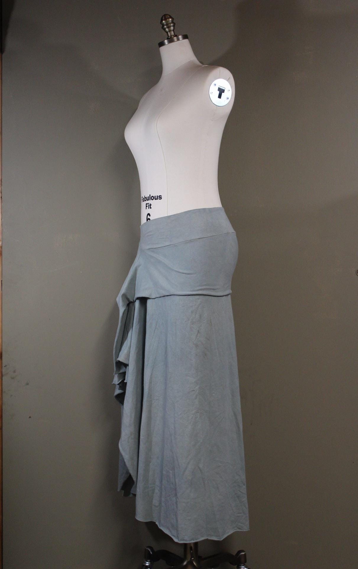 Serenity Skirt from Hemp Cotton Jersey in Sage Mist | Sustainable Handmade Hand dyed