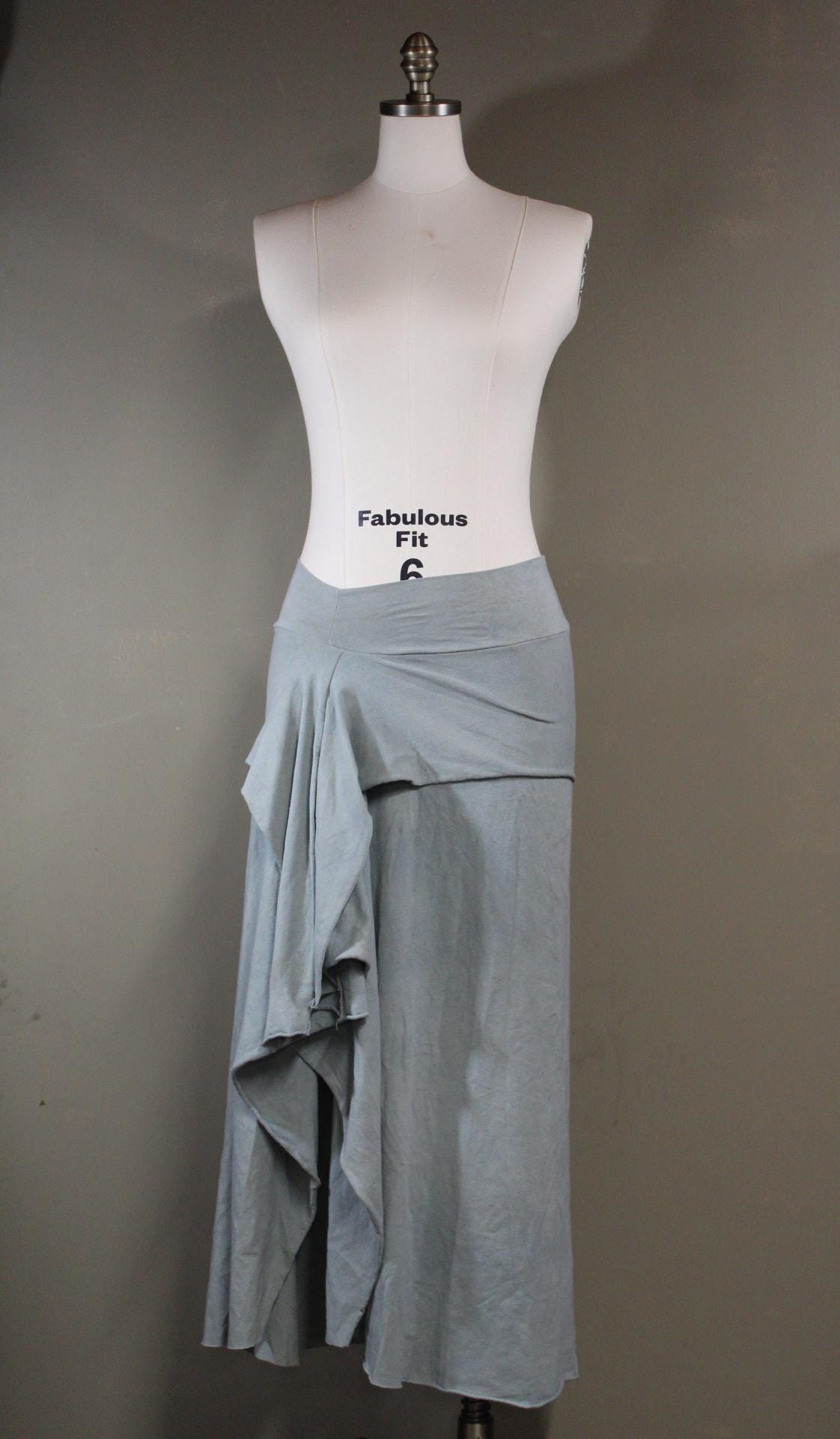 Serenity Skirt from Hemp Cotton Jersey in Sage Mist | Sustainable Handmade Hand dyed
