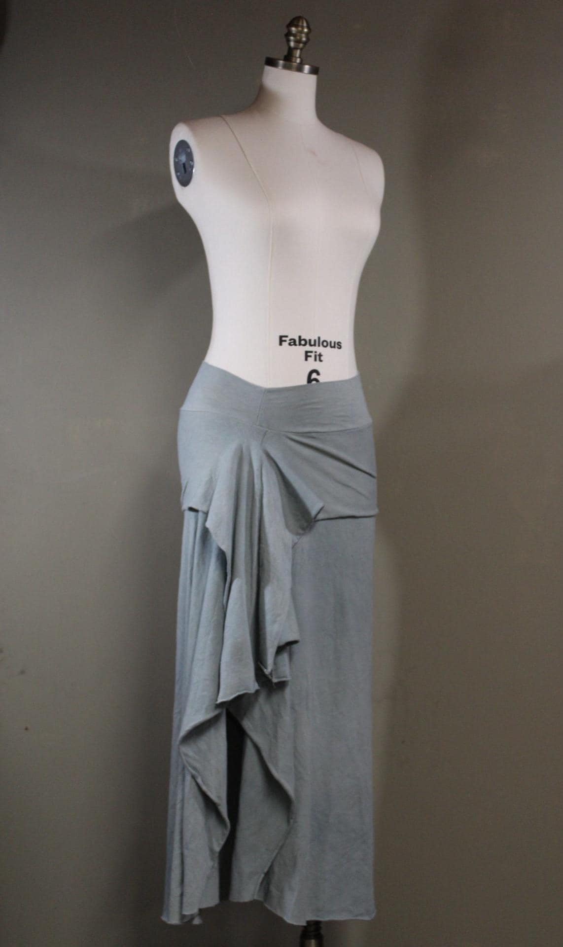 Serenity Skirt from Hemp Cotton Jersey in Sage Mist | Sustainable Handmade Hand dyed