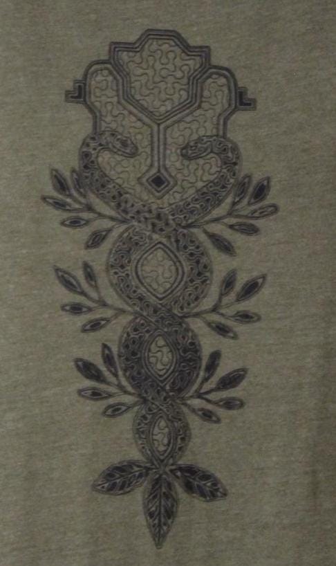 Mens Tank Top in Green with Screenprinted Sacred Geometry Snake 100% Cotton Upcycled