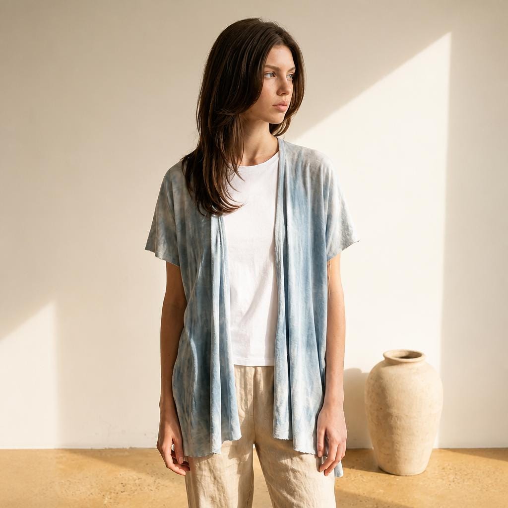 100% Hemp Cotton Handmade Indigo Dyed Kimono | Sustainable Natural Fiber