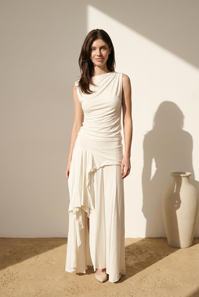 Serenity Skirt from Hemp Cotton Jersey in Moon White | Handmade Sustainable Eco
