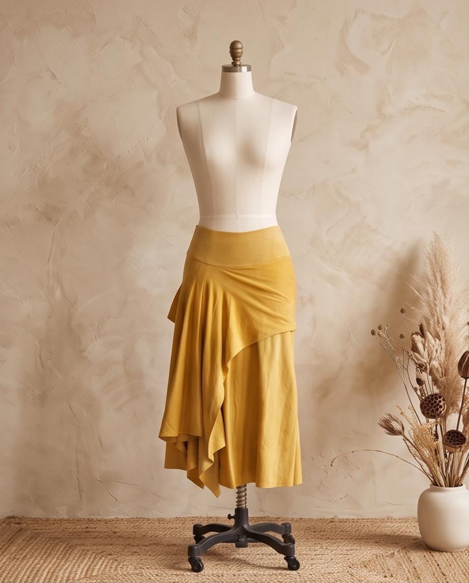 Serenity Skirt from Hemp Cotton Jersey in Marigold Sunshine | Organic Sustainable Handmade Hand-dyed