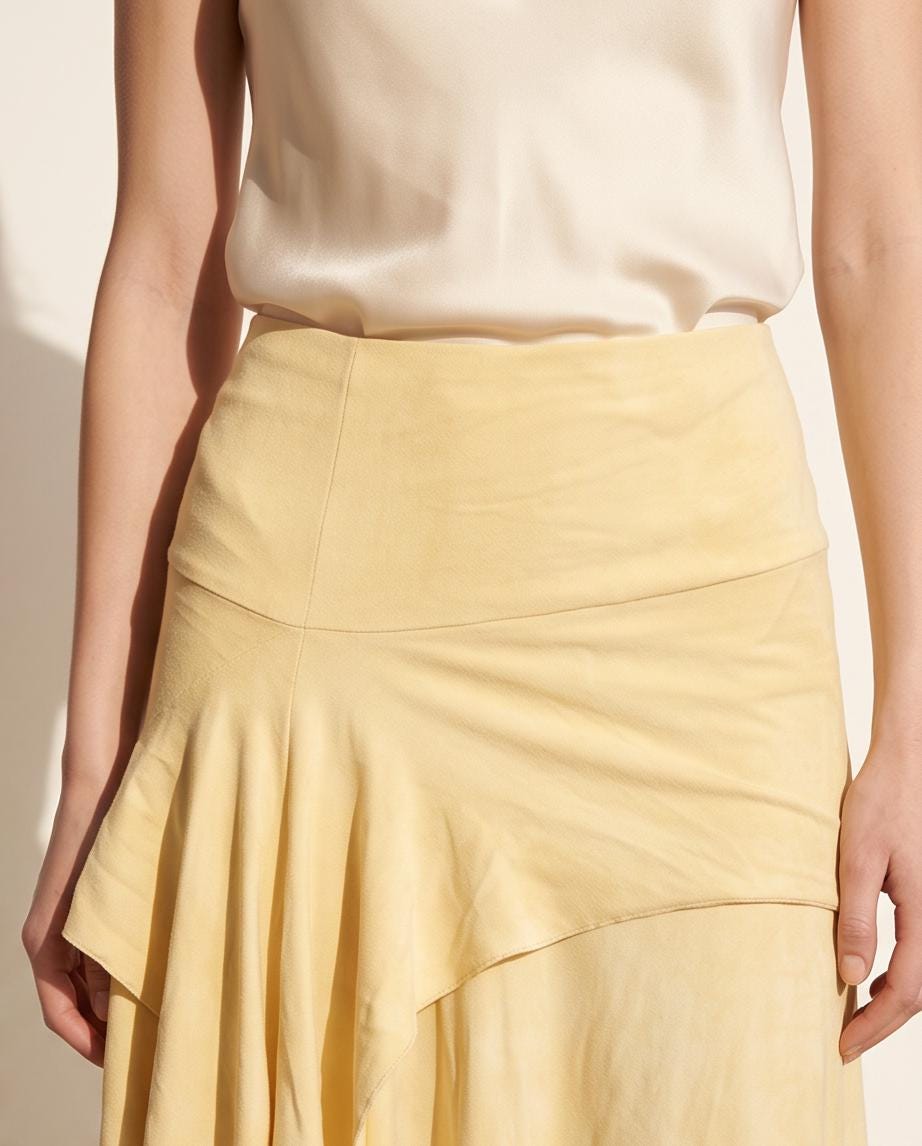 Serenity Skirt from Hemp Cotton Jersey in Soft Butter Yellow from Chamomile Flowers | Handmade Hand-dyed Sustainable Organic Fabric