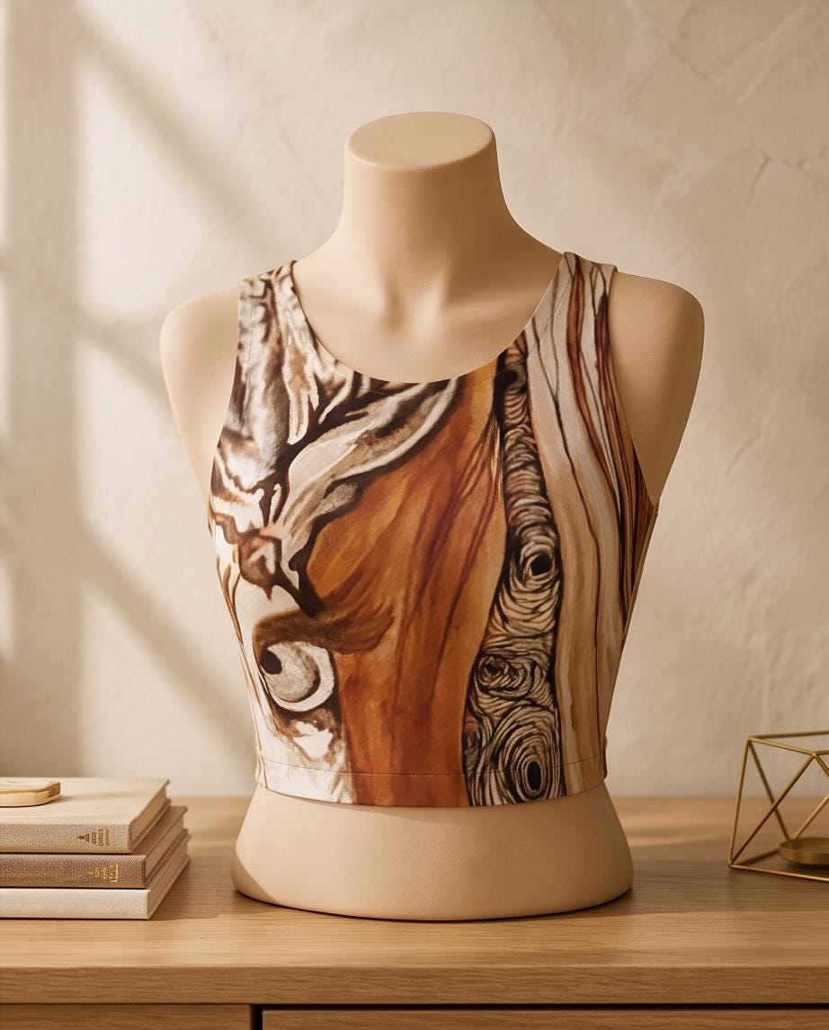 Ayala' Eco Polyester Yoga Top - Unique Autumn-Inspired Art, Sustainable Fashion from Recycled Bottles