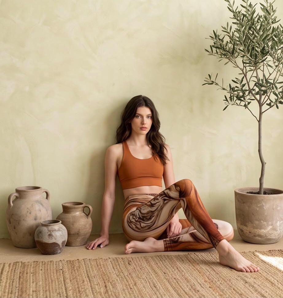 Ayala' Eco Polyester Leggings - Unique Autumn-Inspired Art, Sustainable Fashion from Recycled Bottles