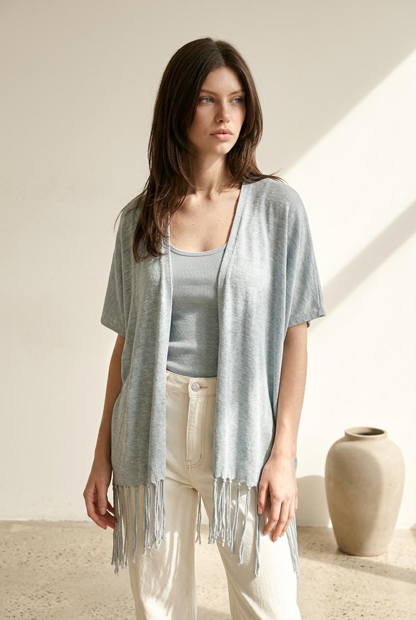 100% Hemp Cotton Kimono in Sky | Hand-dyed and Handmade with Sustainable Fabrics
