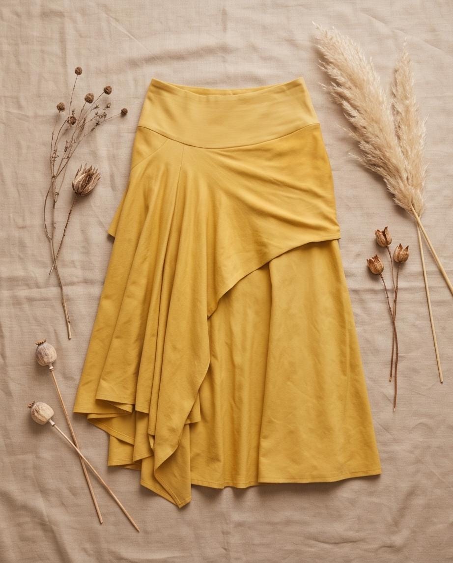 Serenity Skirt from Hemp Cotton Jersey in Marigold Sunshine | Organic Sustainable Handmade Hand-dyed
