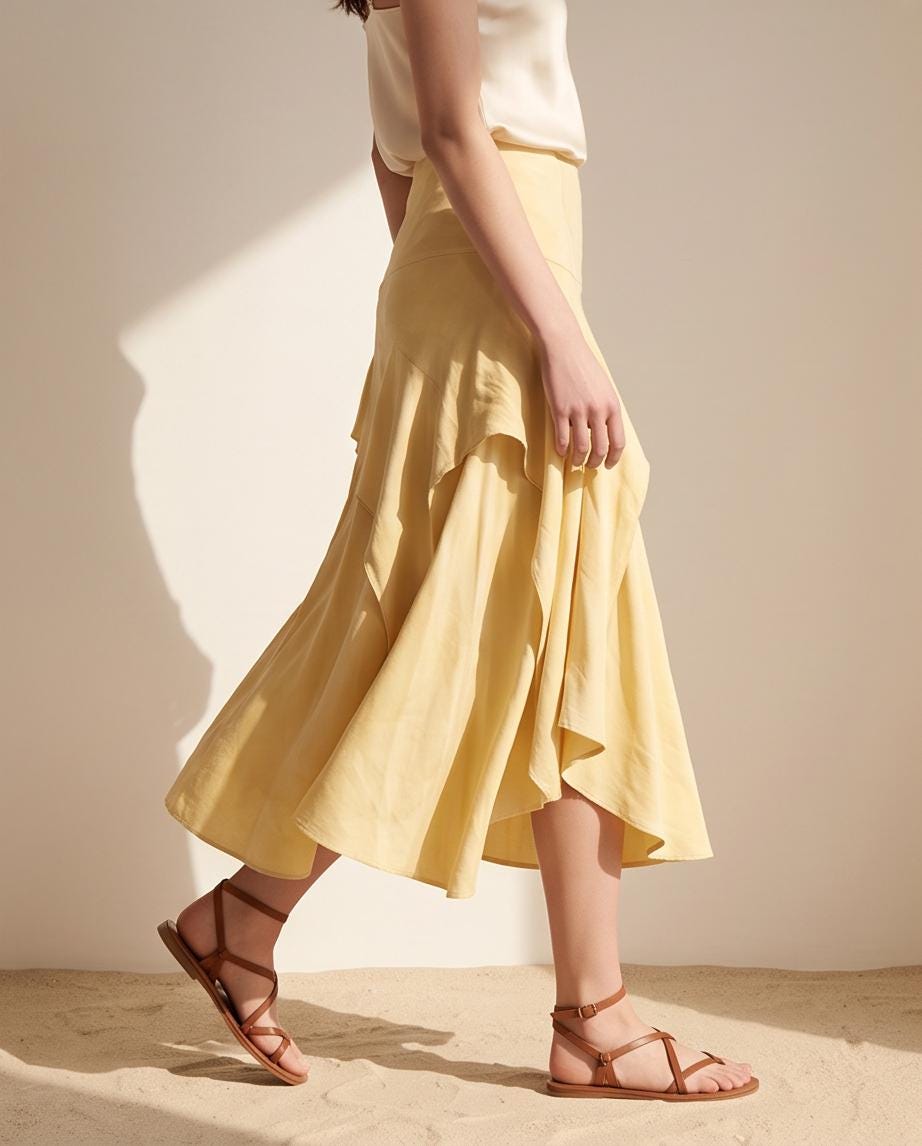 Serenity Skirt from Hemp Cotton Jersey in Soft Butter Yellow from Chamomile Flowers | Handmade Hand-dyed Sustainable Organic Fabric