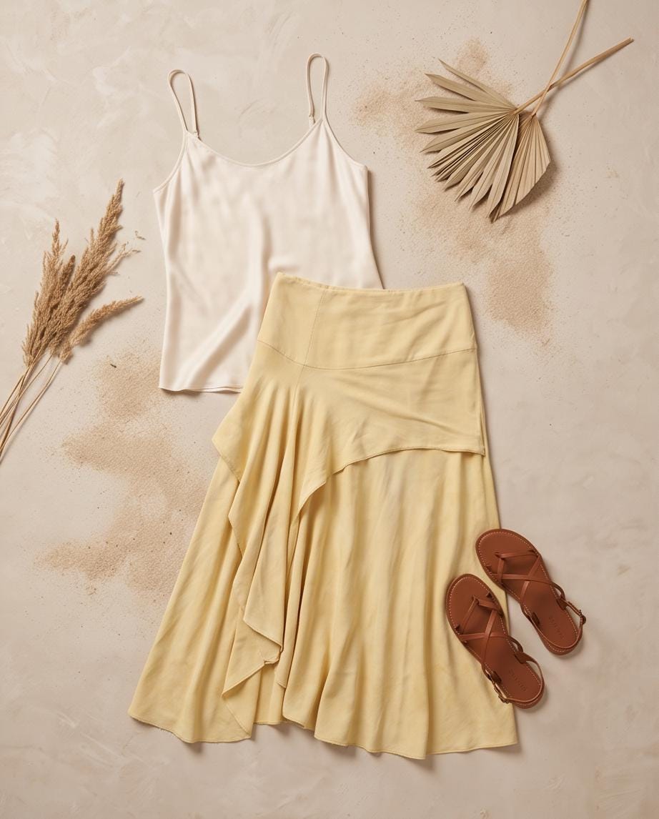 Serenity Skirt from Hemp Cotton Jersey in Soft Butter Yellow from Chamomile Flowers | Handmade Hand-dyed Sustainable Organic Fabric