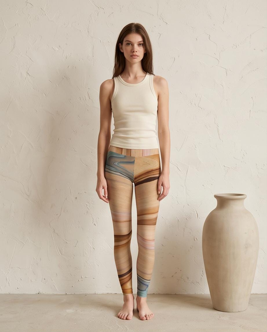 Elements' Eco Polyester Yoga Leggings - Unique Autumn-Inspired Art, Sustainable Fashion from Recycled Bottles