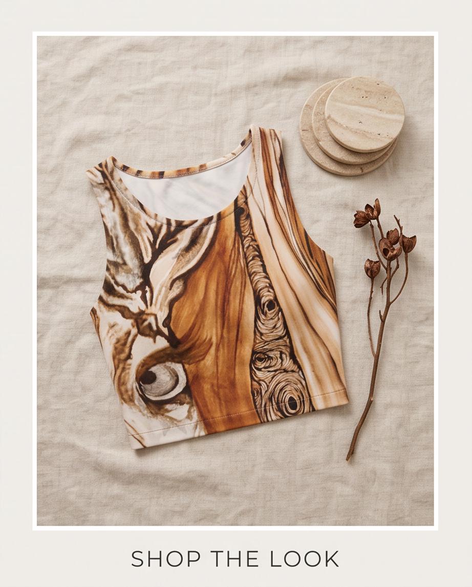 Ayala' Eco Polyester Yoga Top - Unique Autumn-Inspired Art, Sustainable Fashion from Recycled Bottles