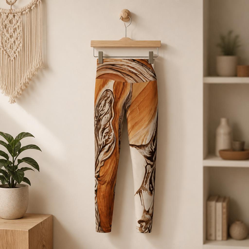 Ayala' Eco Polyester Leggings - Unique Autumn-Inspired Art, Sustainable Fashion from Recycled Bottles